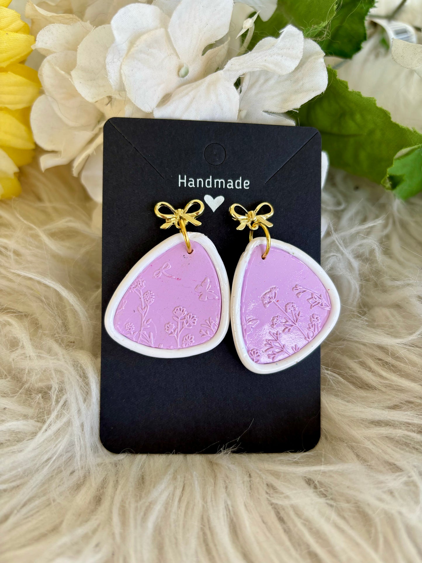 READY TO SHIP Beautiful Pastel Embossed Dangle Clay Earrings. Your choice of style!!