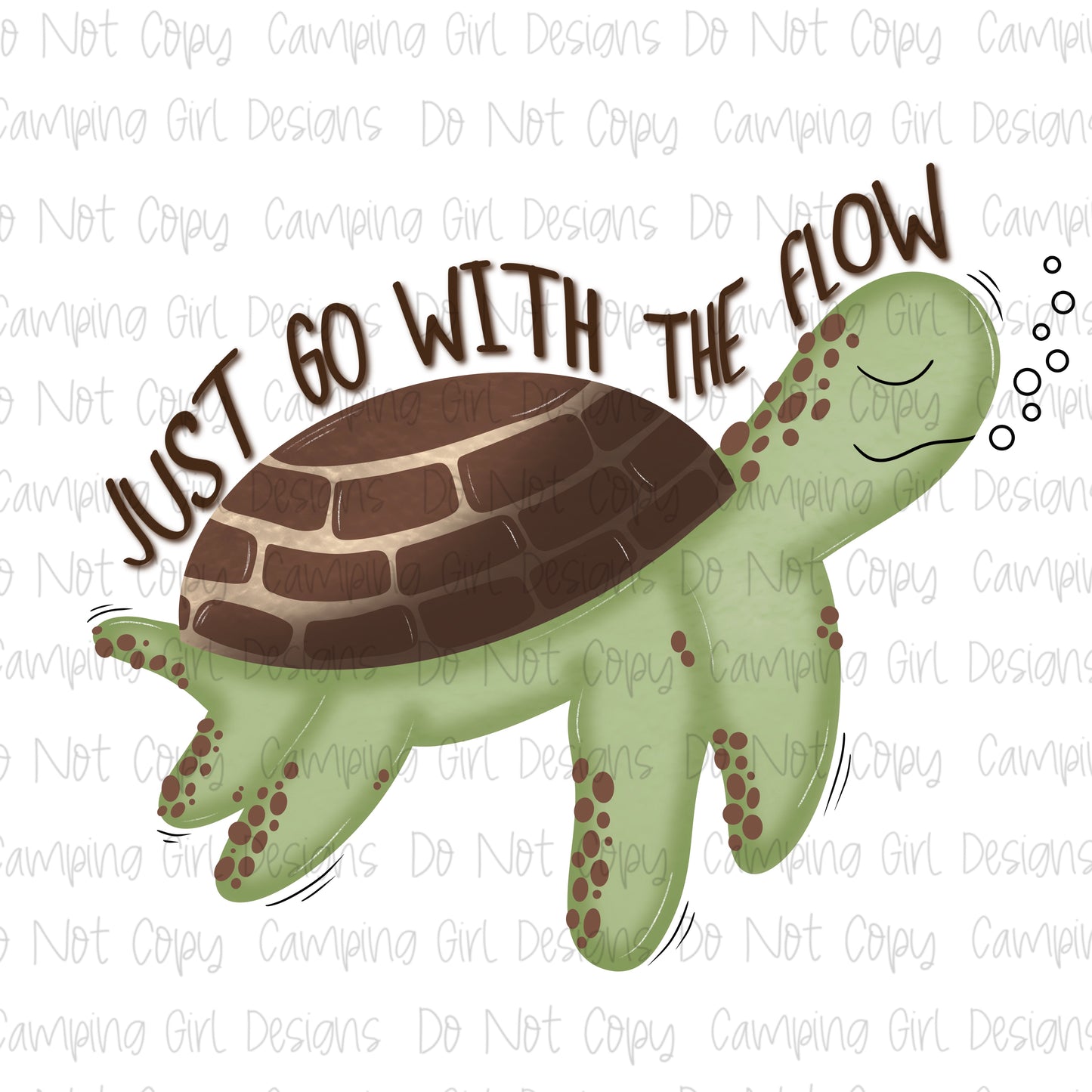 Go with the flow turtle PNG image