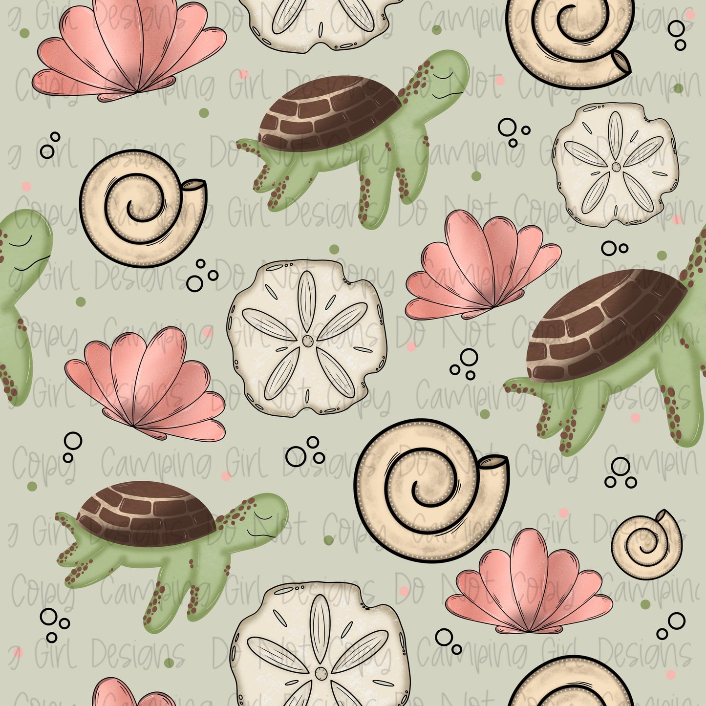 Go with the flow turtle 12x12 seamless PNG image