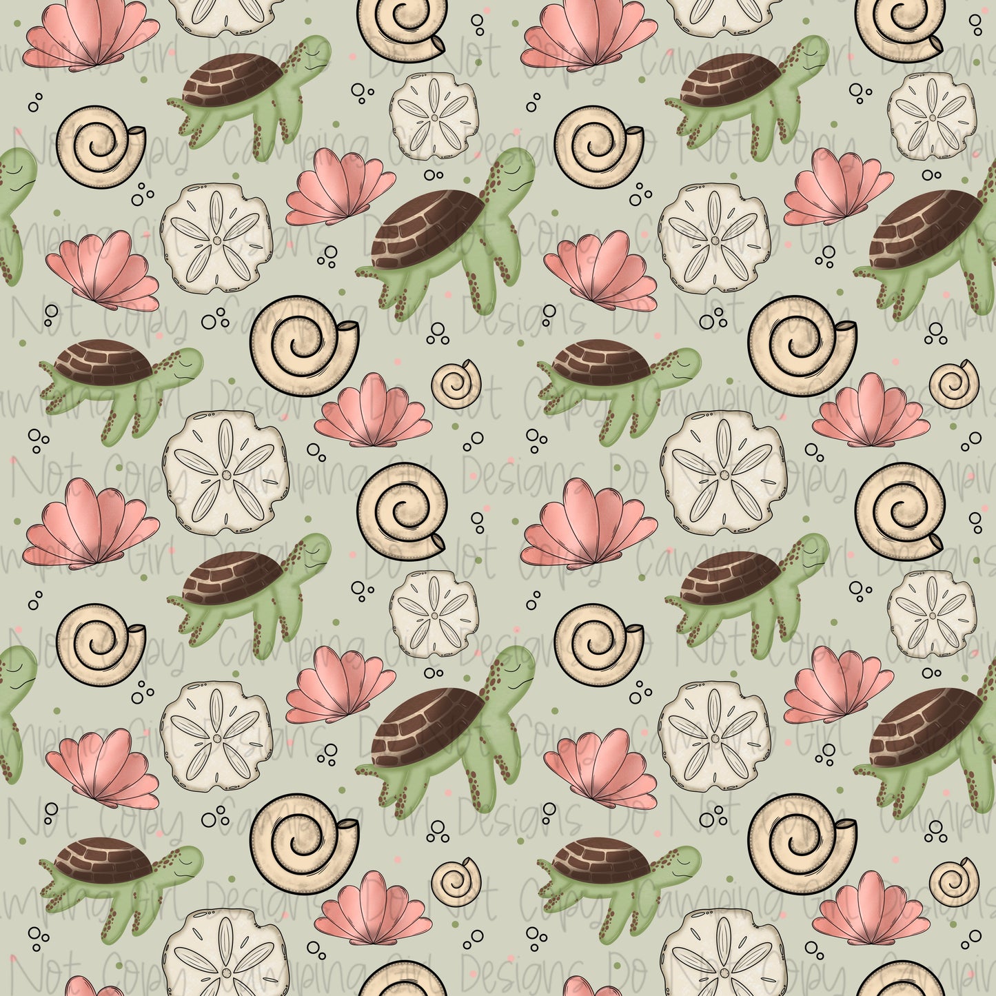 Go with the flow turtle 12x12 seamless PNG image