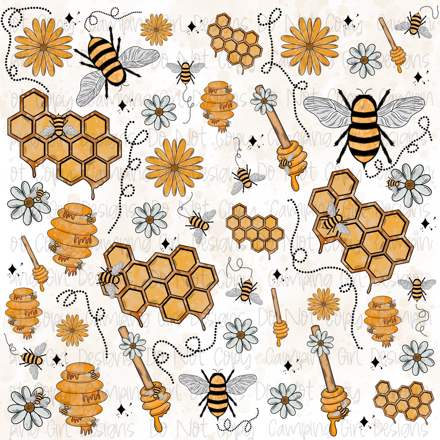 Bee 12x12 seamless PNG image