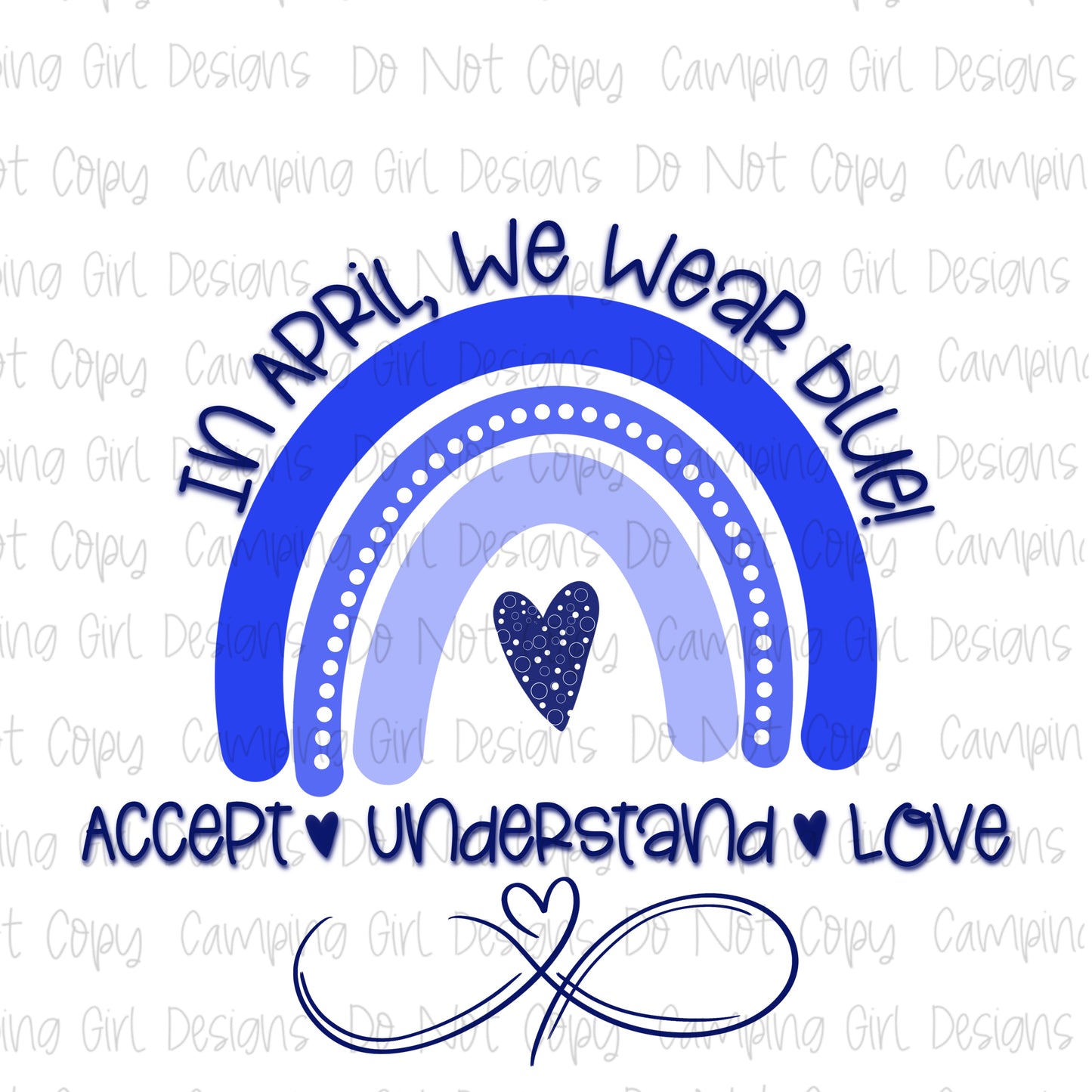 In April we wear blue autism awareness PNG image