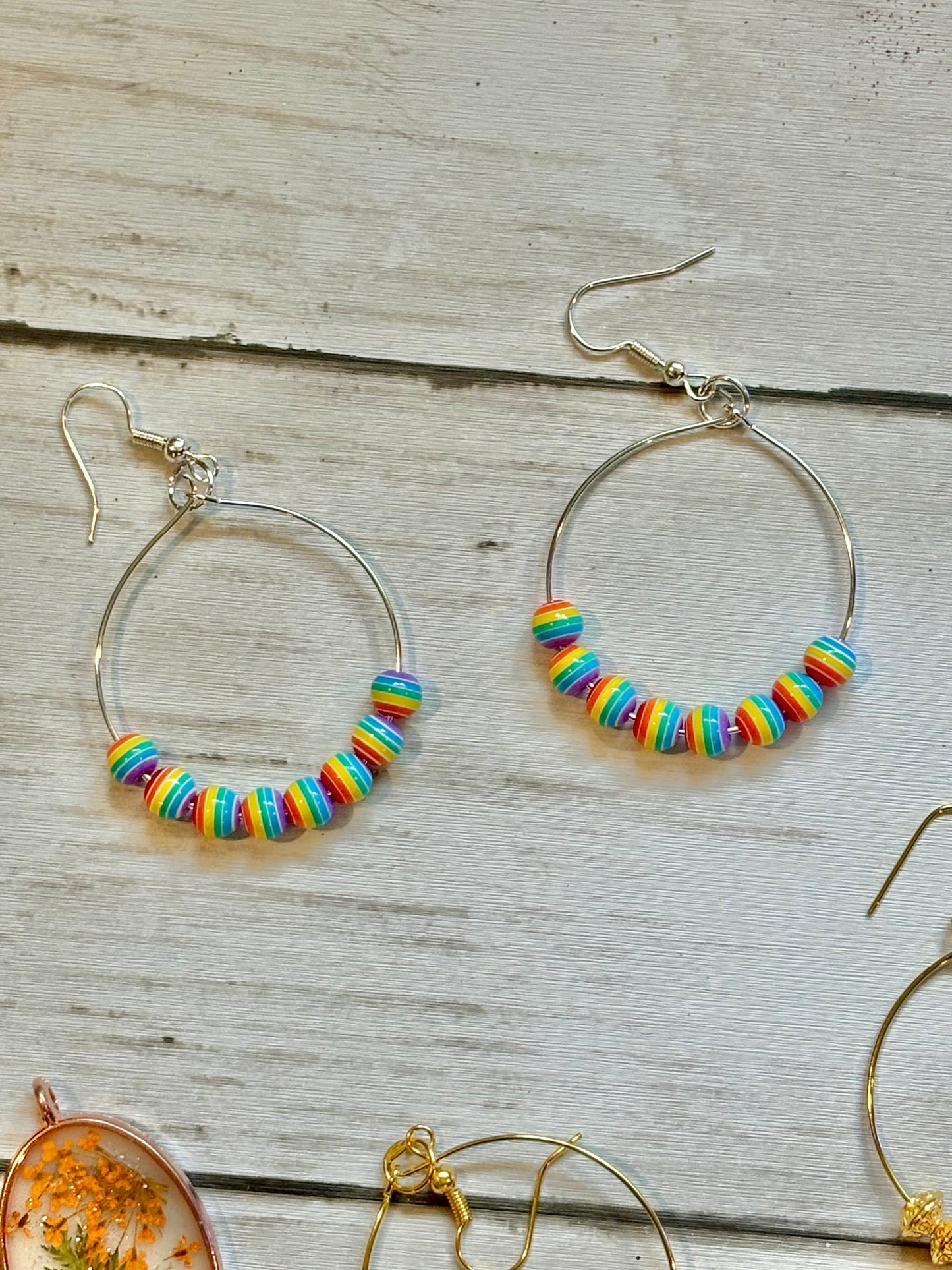 READY TO SHIP Rainbow hoop earrings. Pride