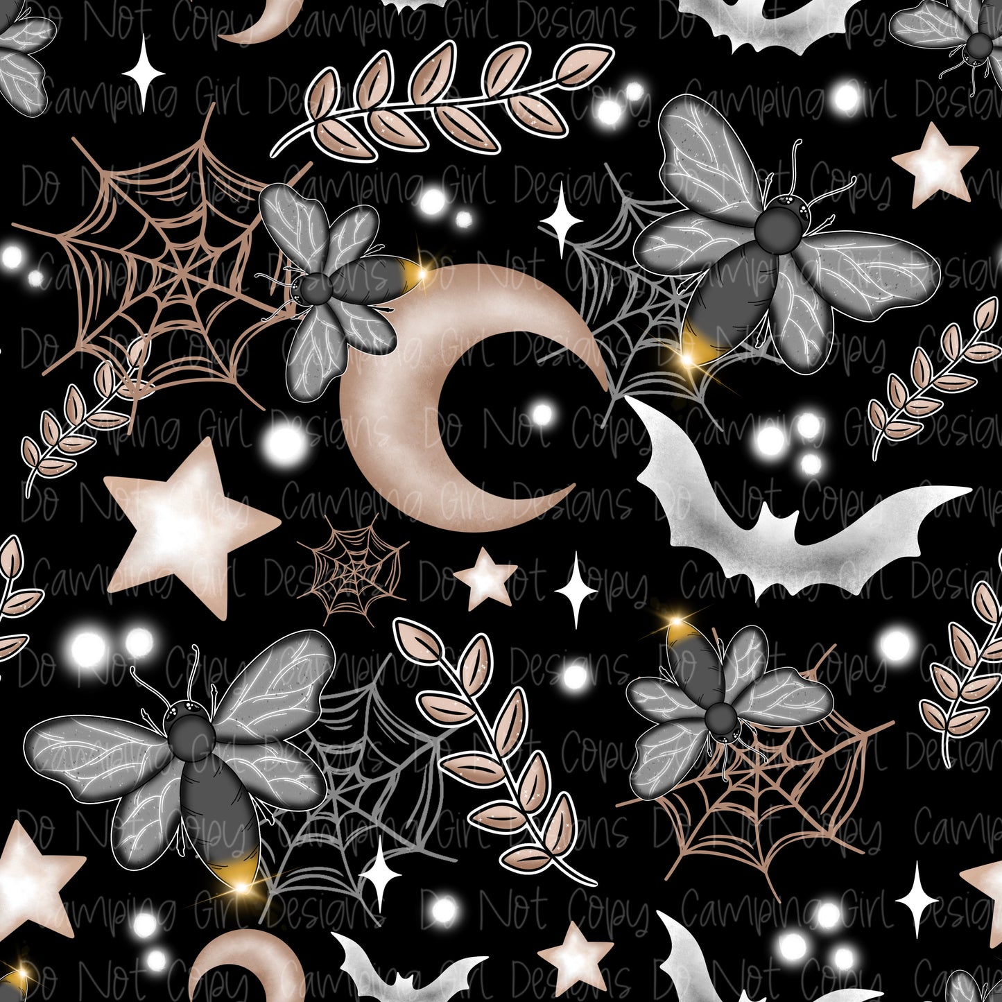 Darkness firefly moon 12x12 seamless PNG image - 2 sizes