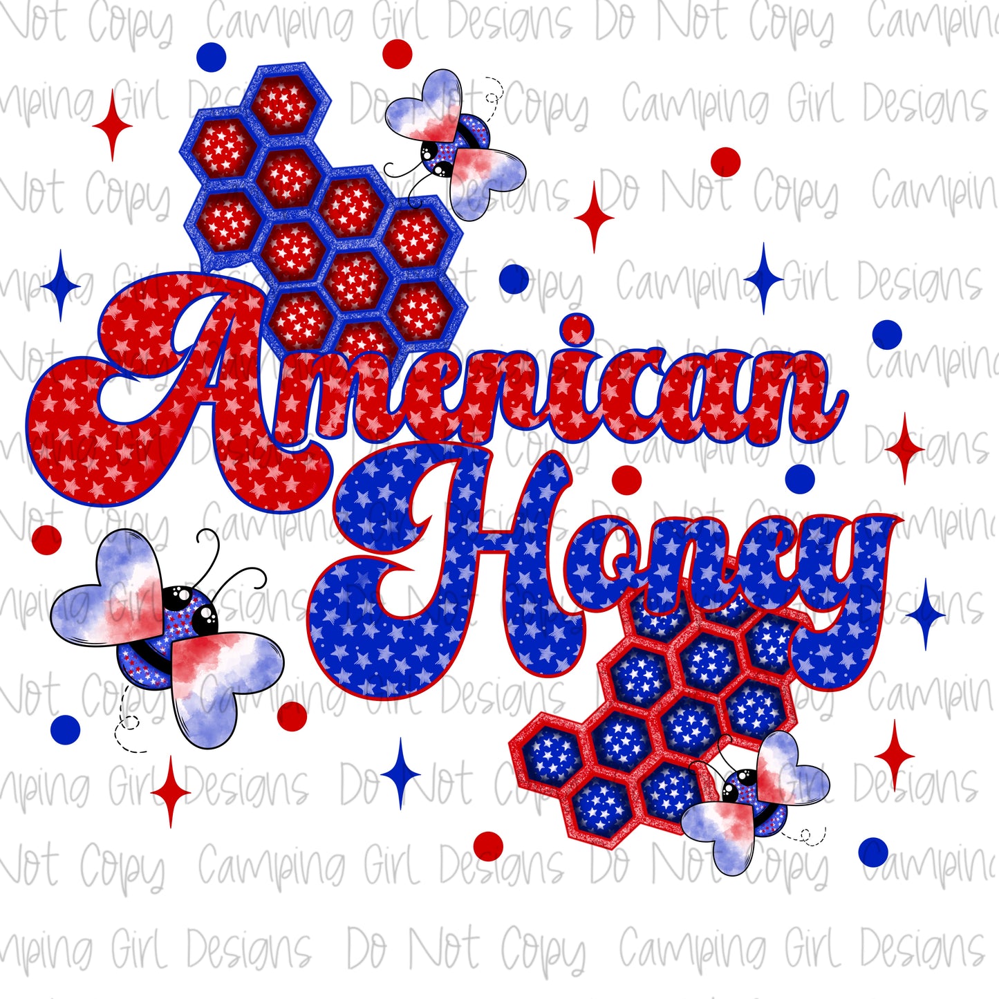 American Honey 4th of July Bee PNG image