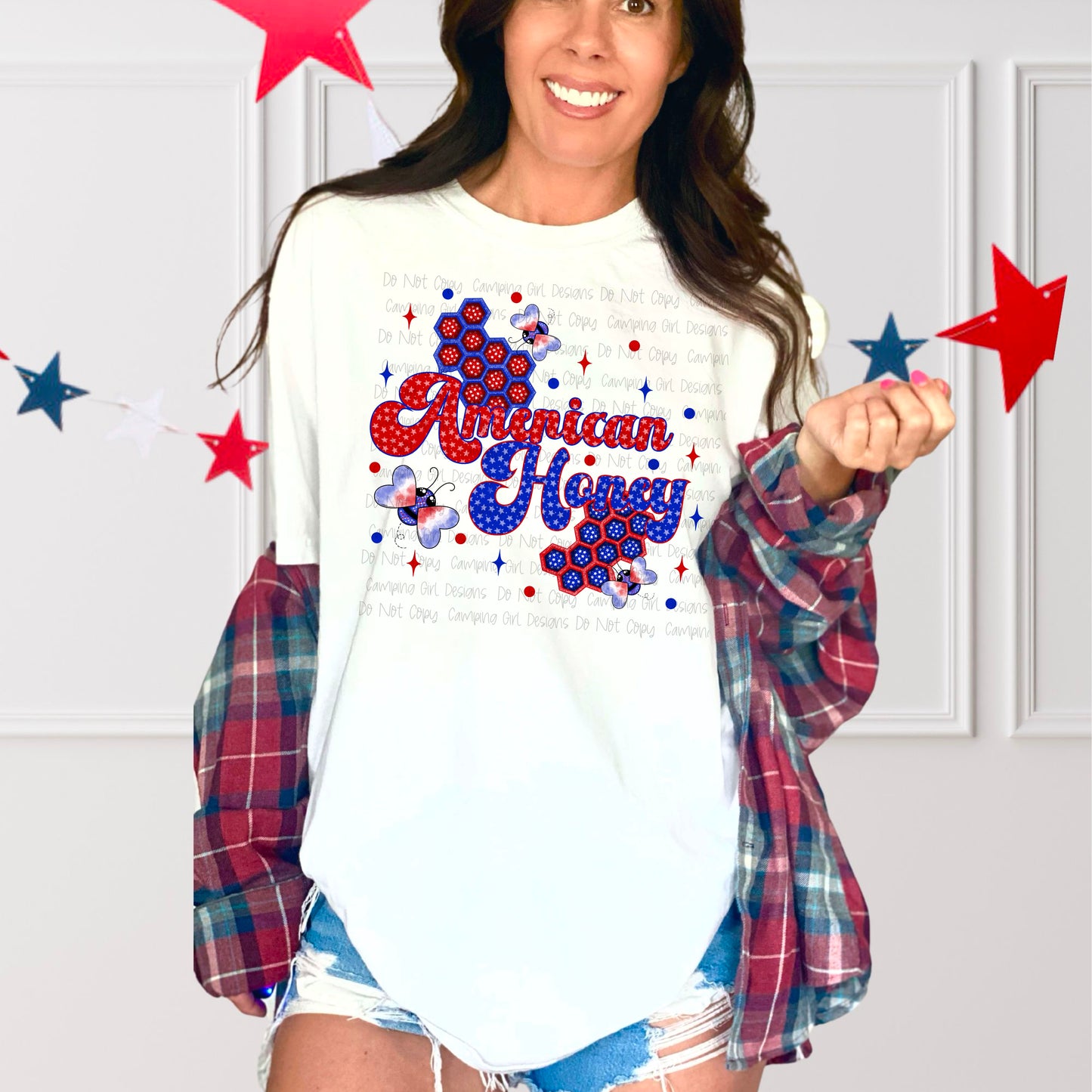 American Honey 4th of July Bee PNG image