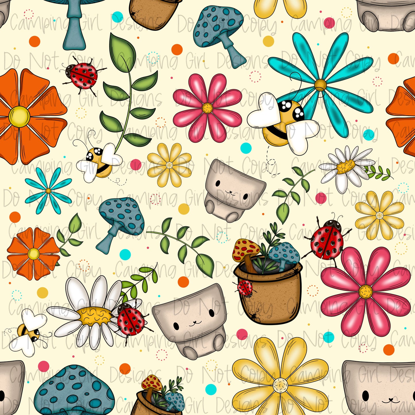 Happiness blooms floral seamless PNG image