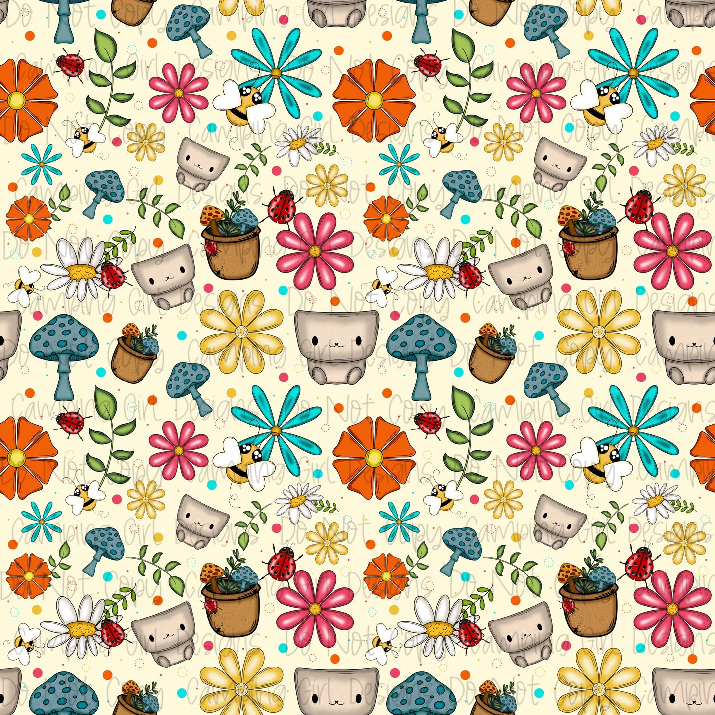 Happiness blooms floral seamless PNG image