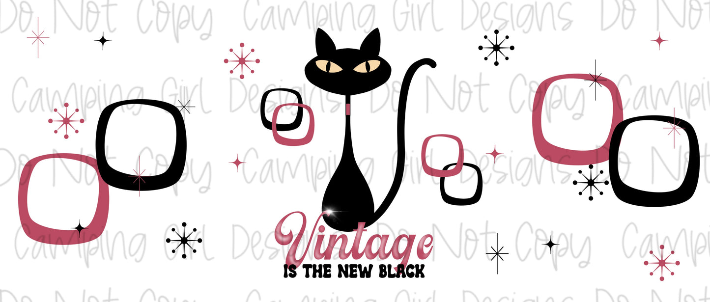 Vintage is the New Black Cat 16 oz Tumbler Wrap