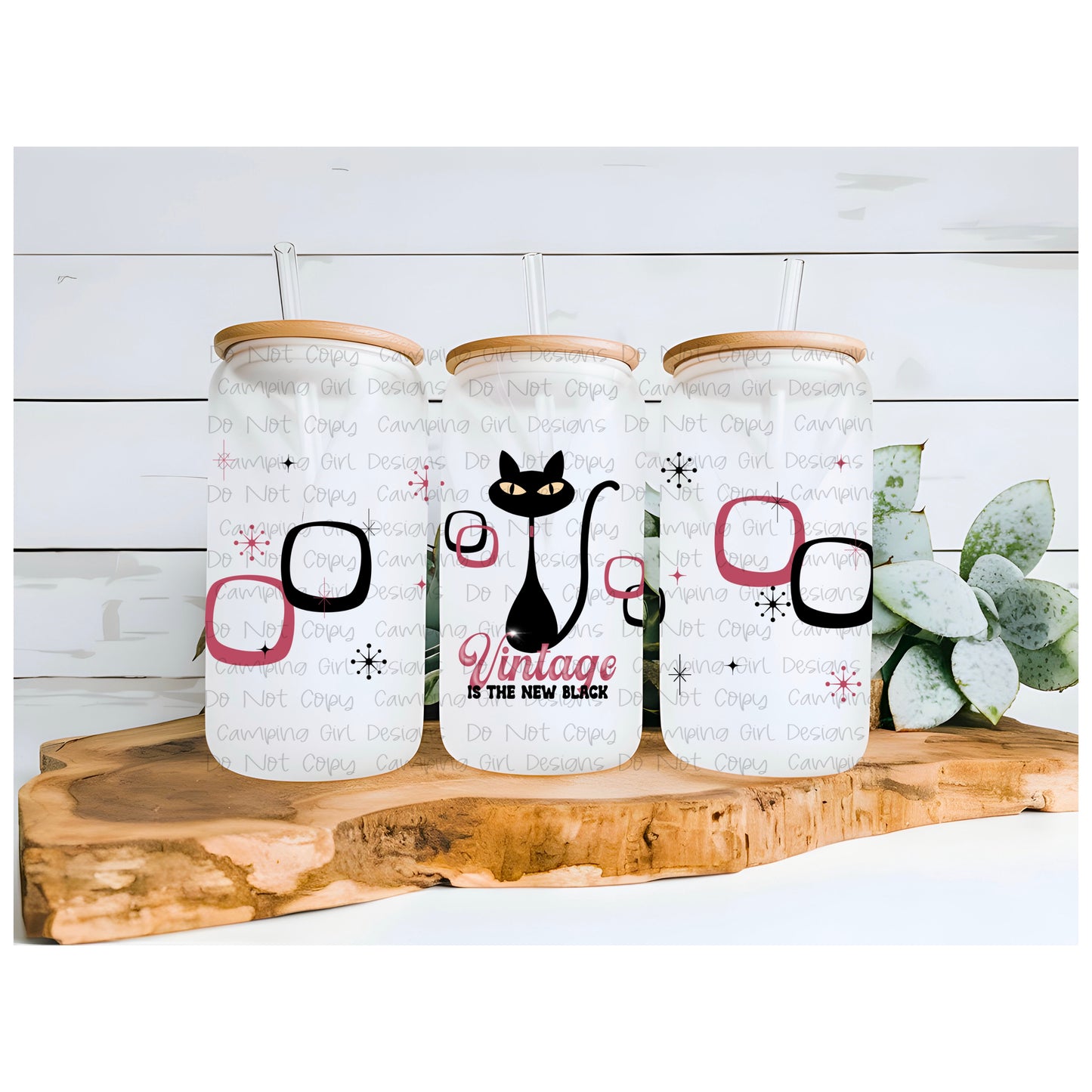 Vintage is the New Black Cat 16 oz Tumbler Wrap