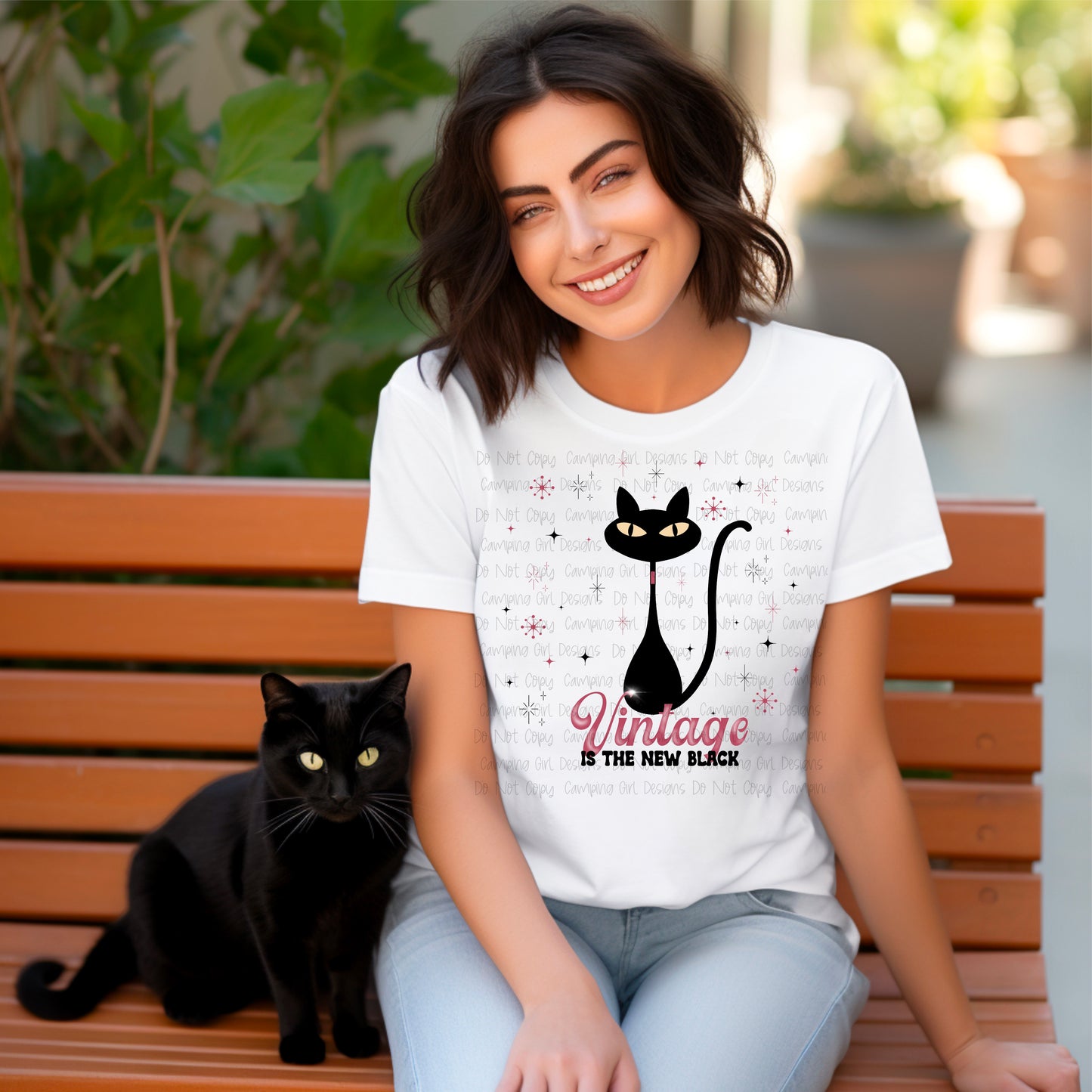 Vintage is the New Black Cat PNG image