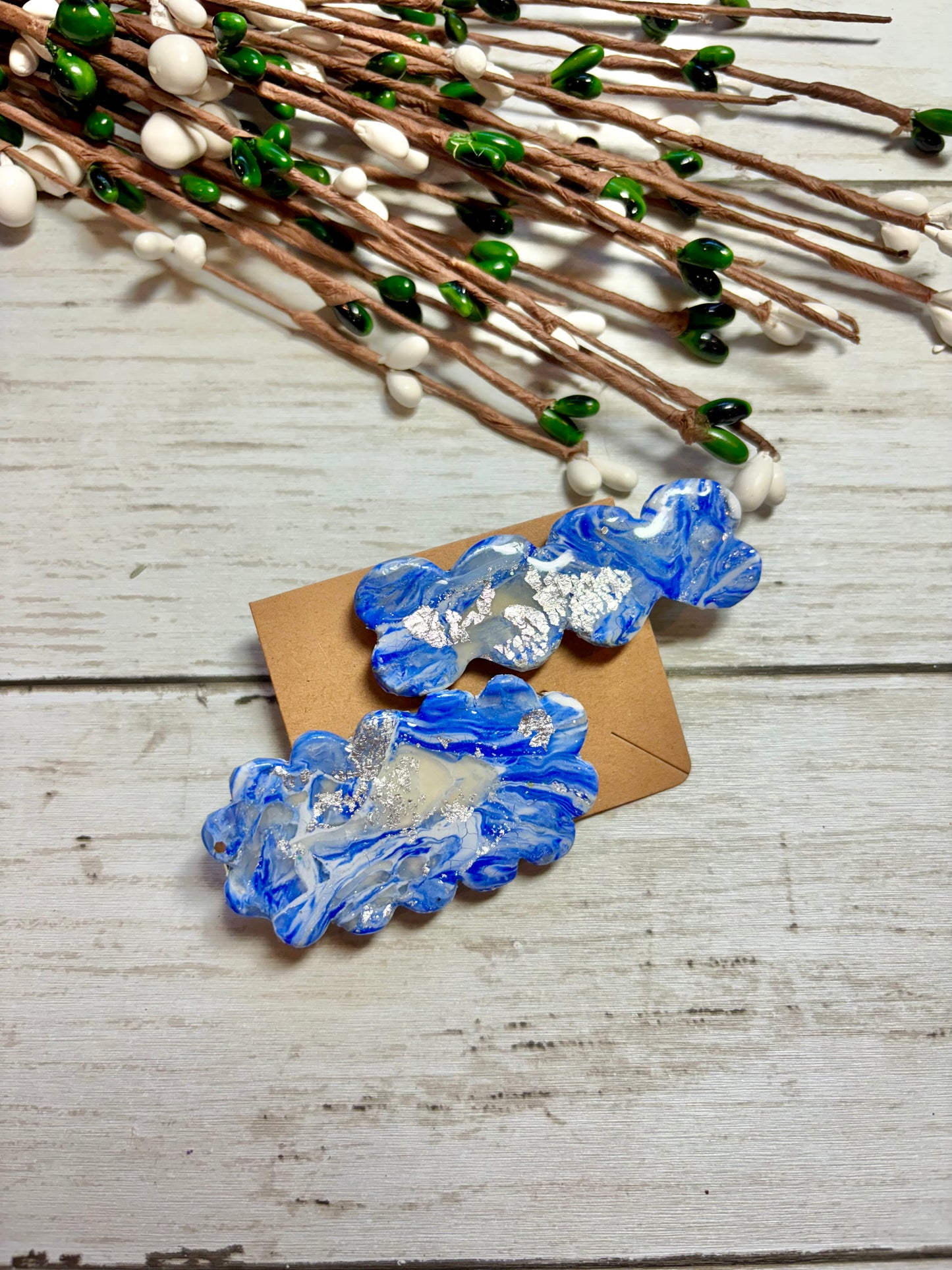 Blue, White and Silver Hair Clips/Barrettes