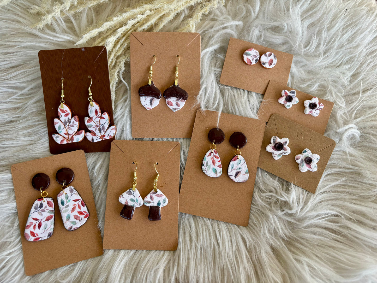 READY TO SHIP Fall Color Clay Earrings.
