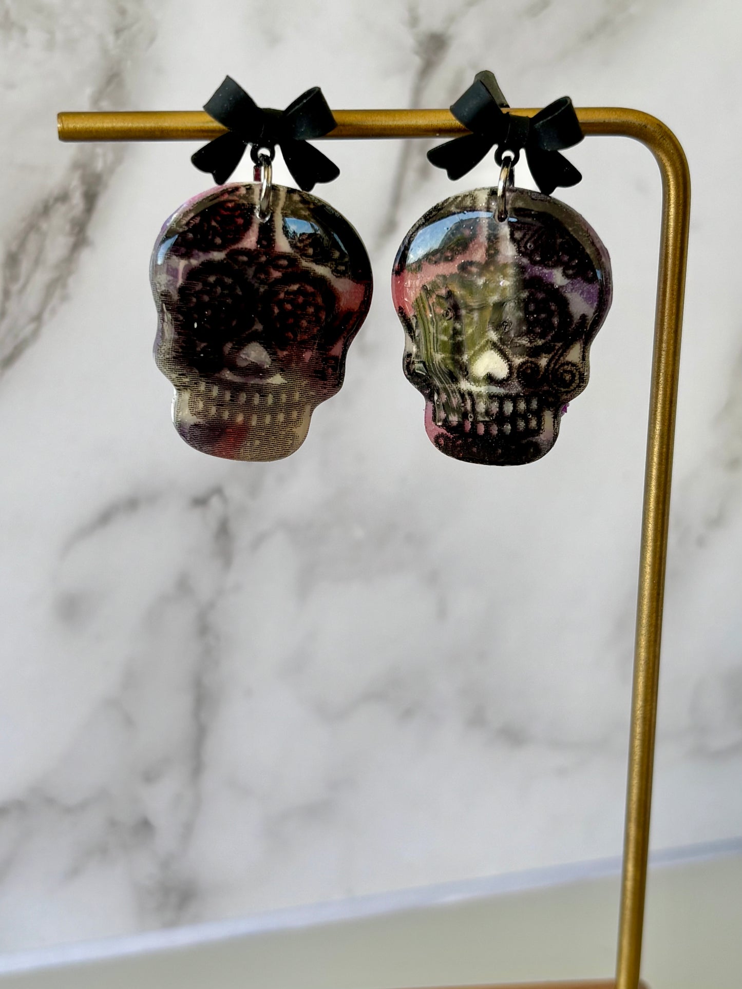 READY TO SHIP Dia de los Muertos Sugar Skull Clay Earrings