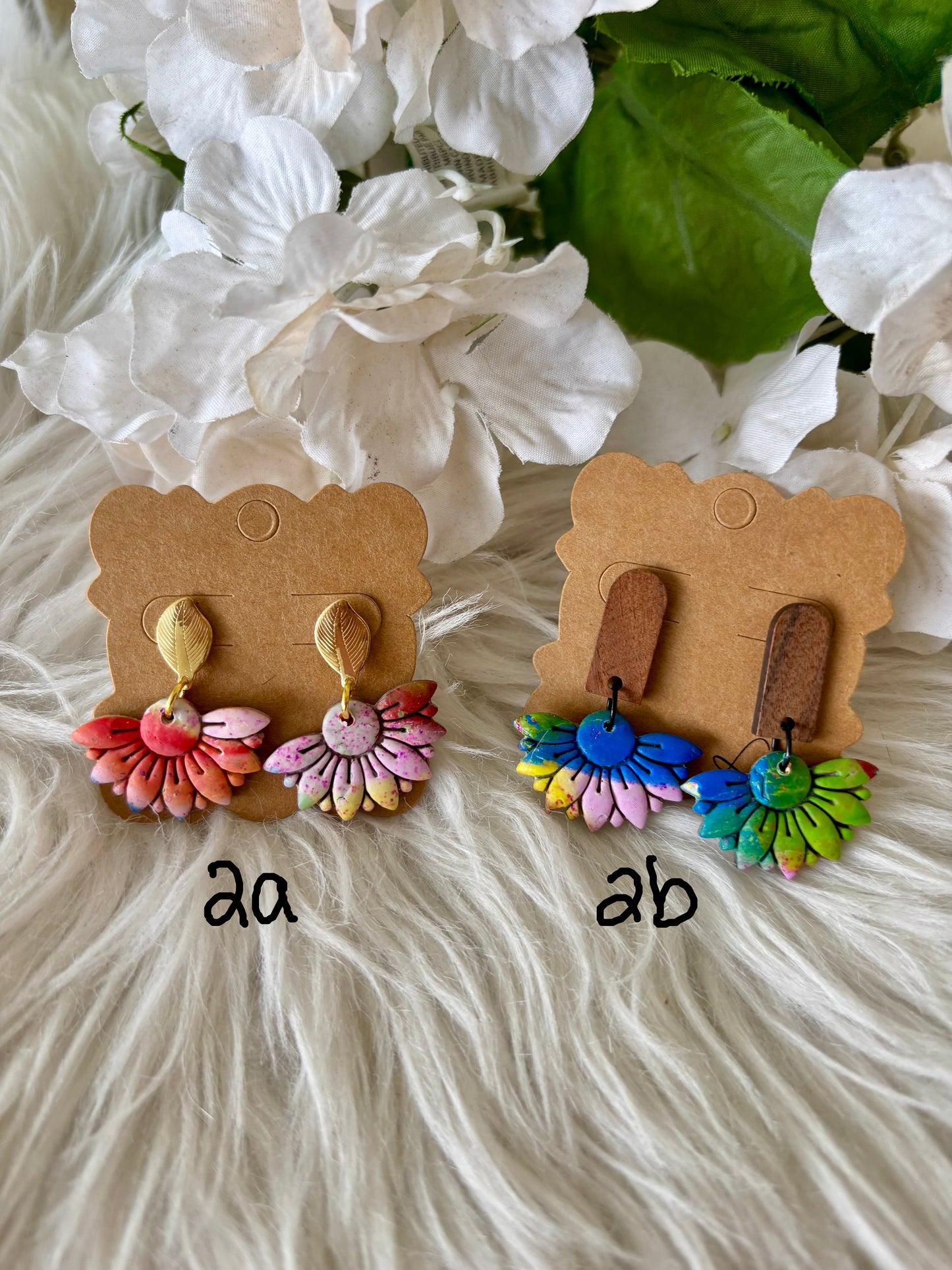 Rainbow multicolor clay earring collection