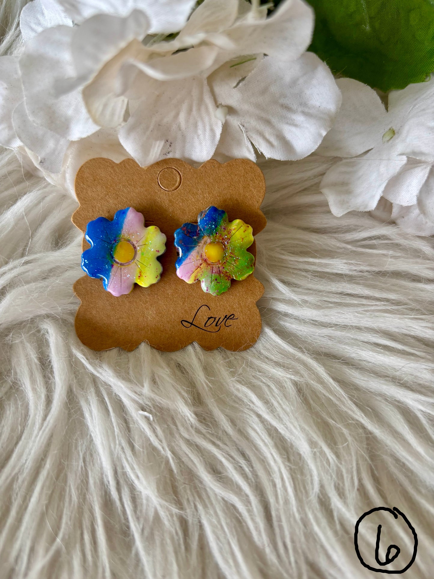 Rainbow multicolor clay earring collection