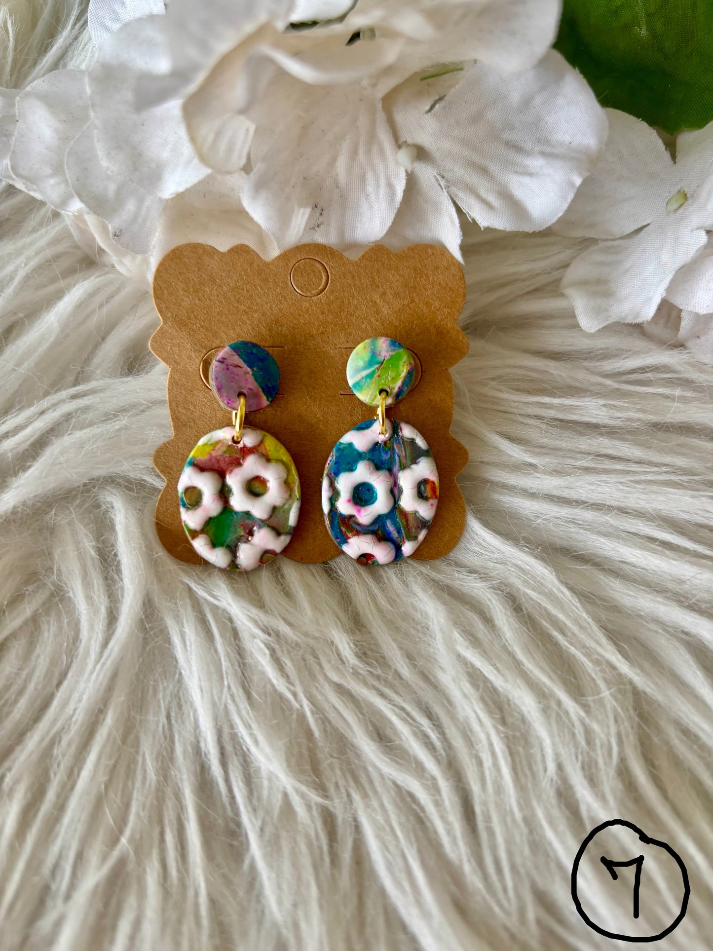 Rainbow multicolor clay earring collection