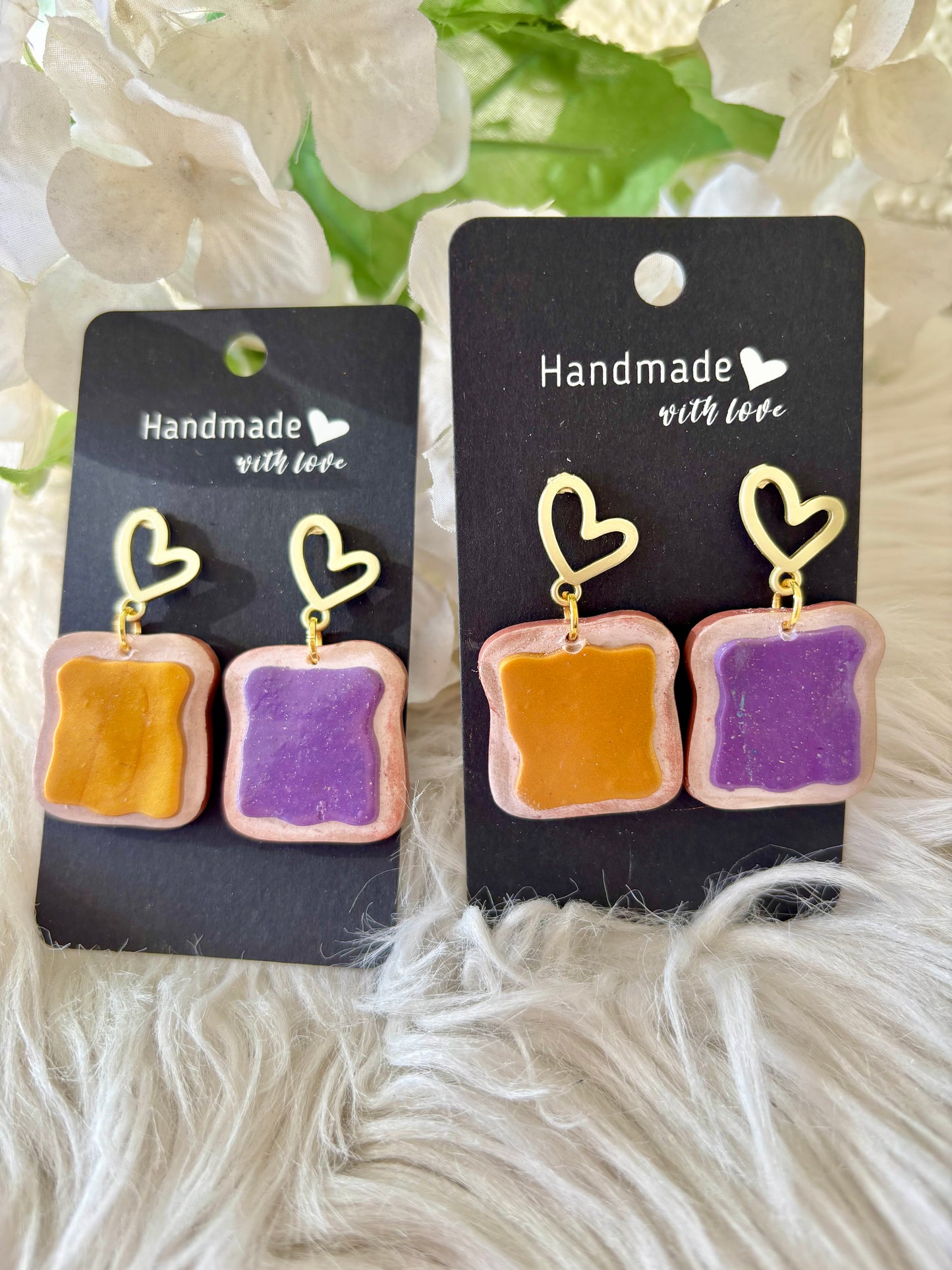 READY TO SHIP Peanut butter and jelly Clay Earrings