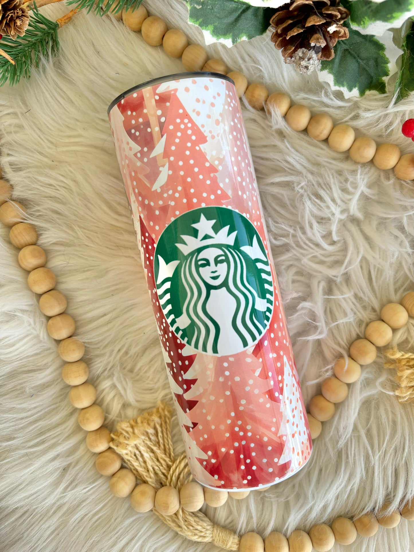 READY TO SHIP 20 oz pink Christmas coffee sublimation tumbler