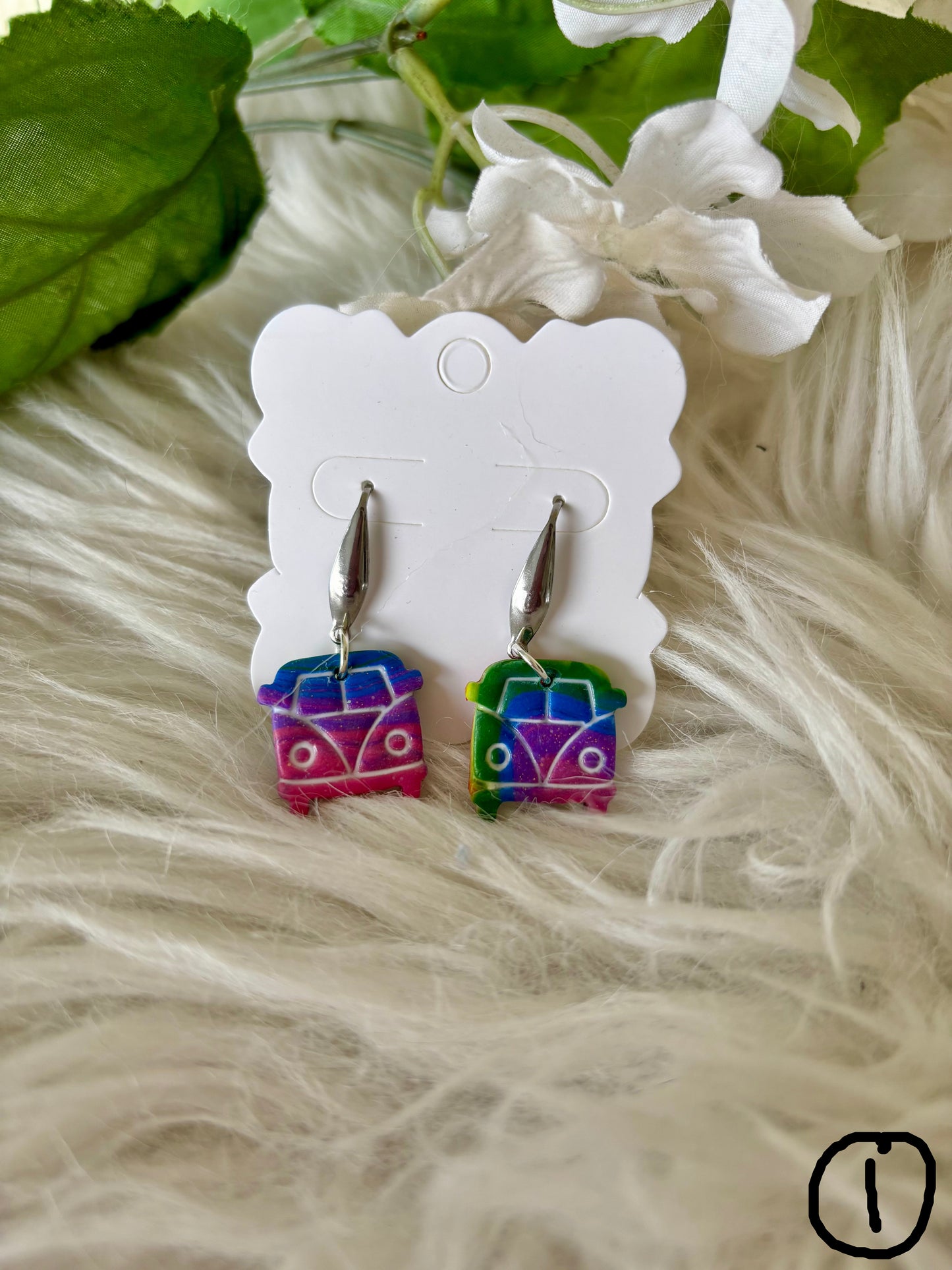 Rainbow multicolor clay earring collection set 2