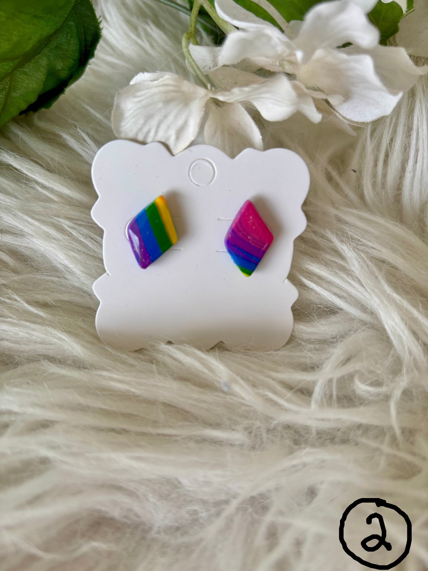 Rainbow multicolor clay earring collection set 2