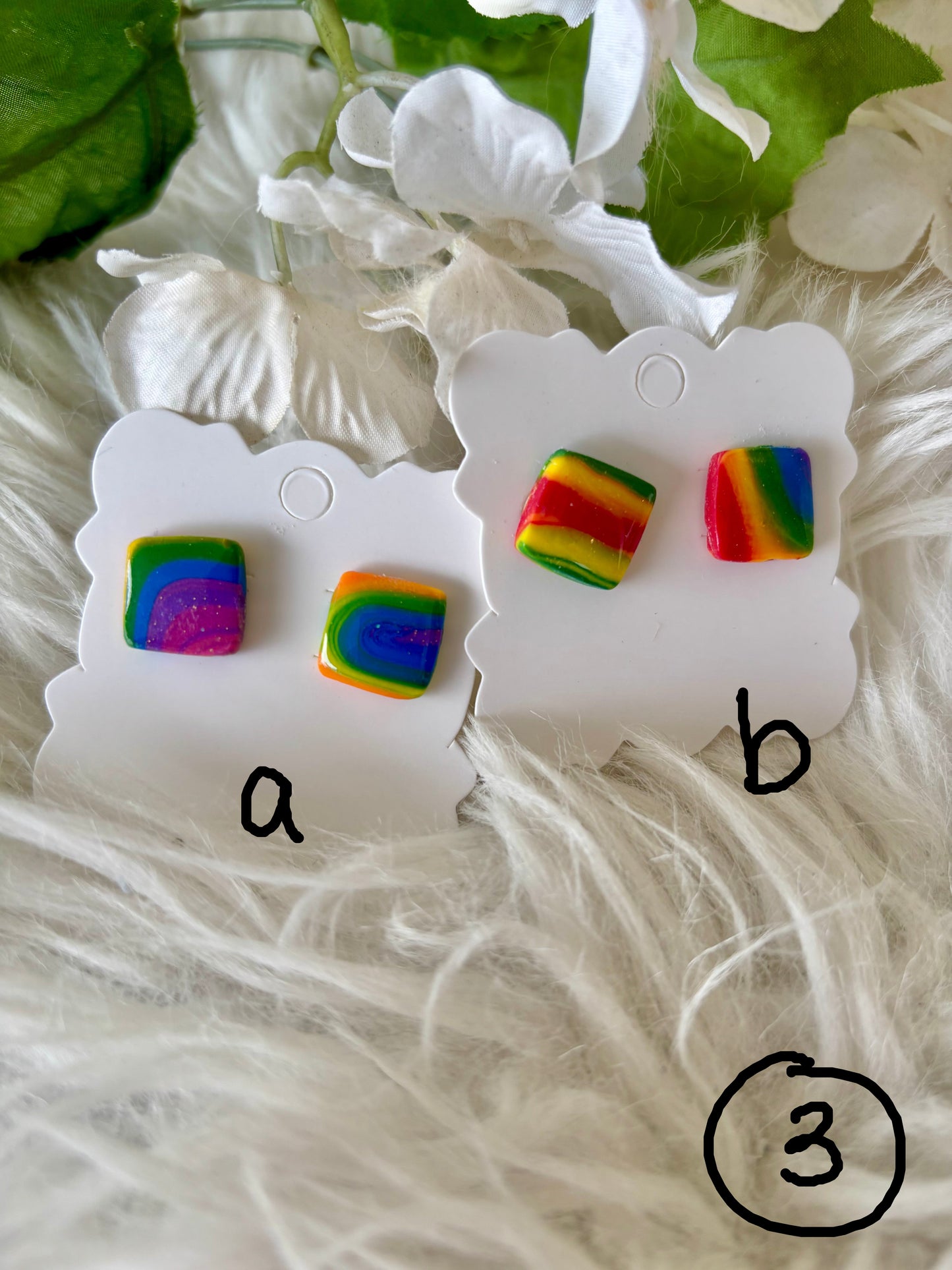 Rainbow multicolor clay earring collection set 2