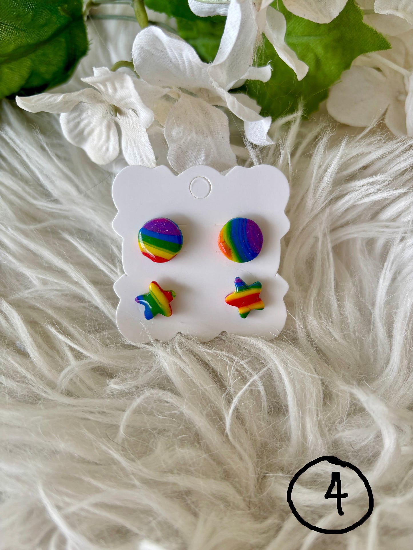 Rainbow multicolor clay earring collection set 2