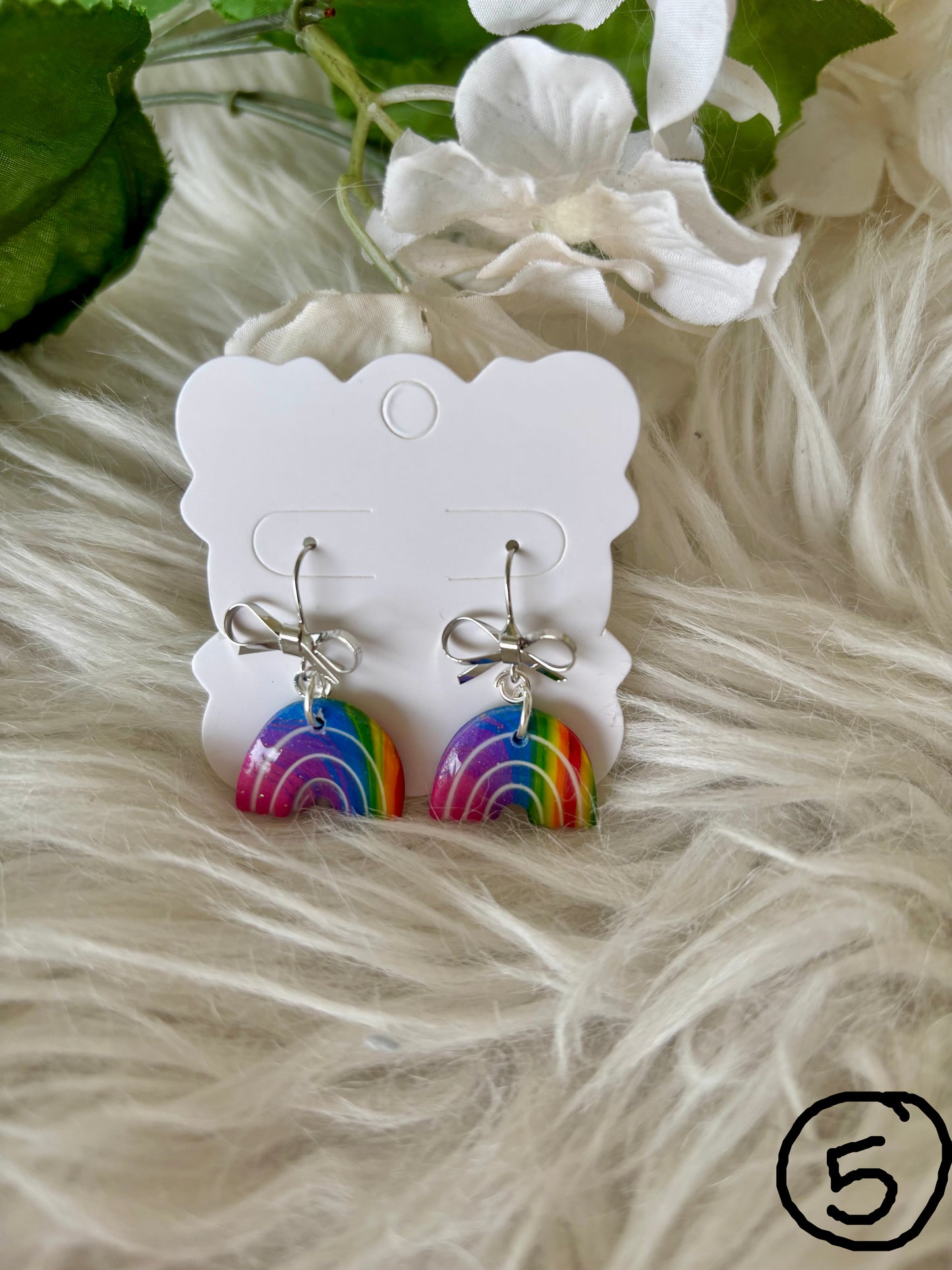 Rainbow multicolor clay earring collection set 2