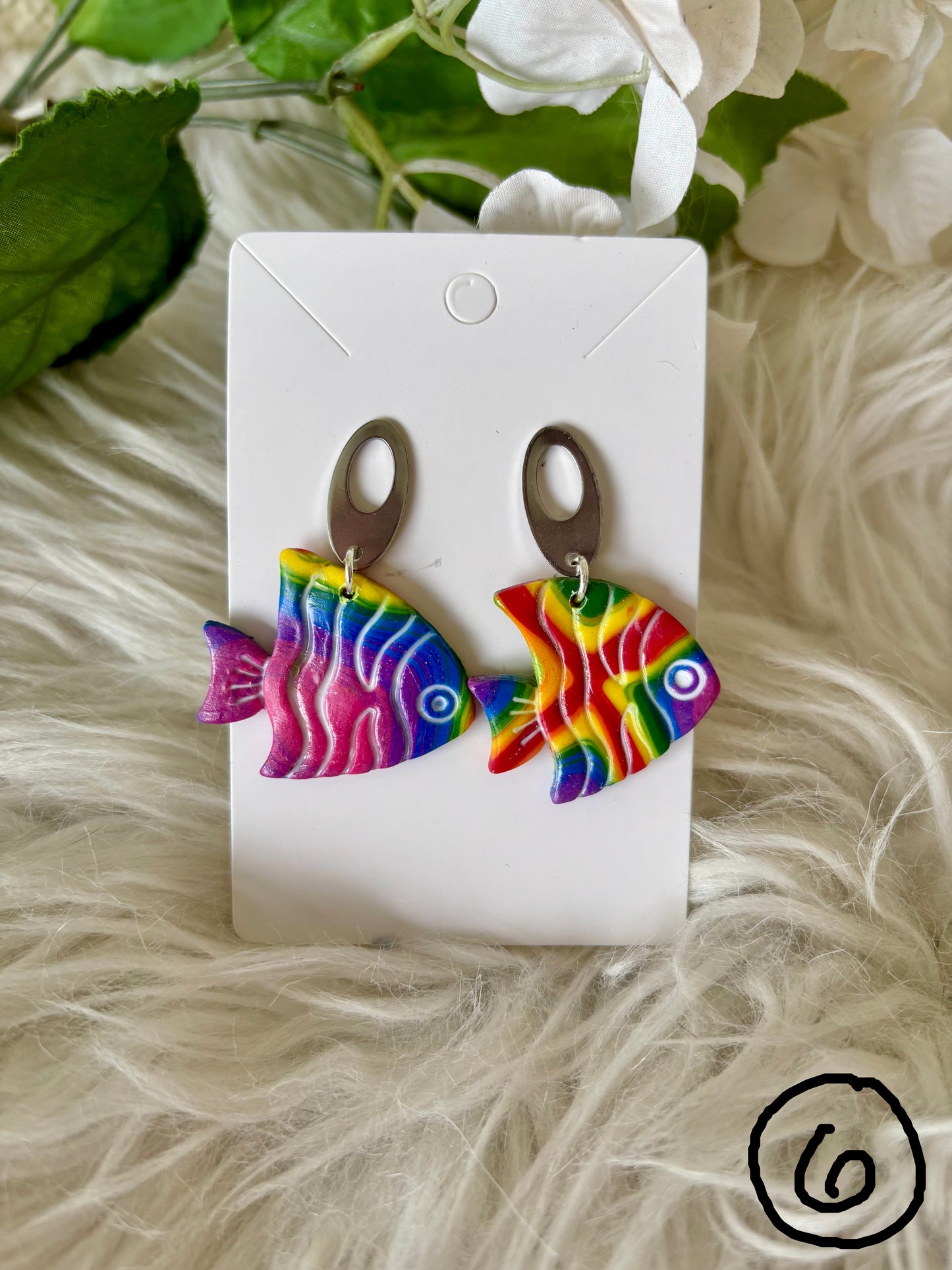 Rainbow multicolor clay earring collection set 2