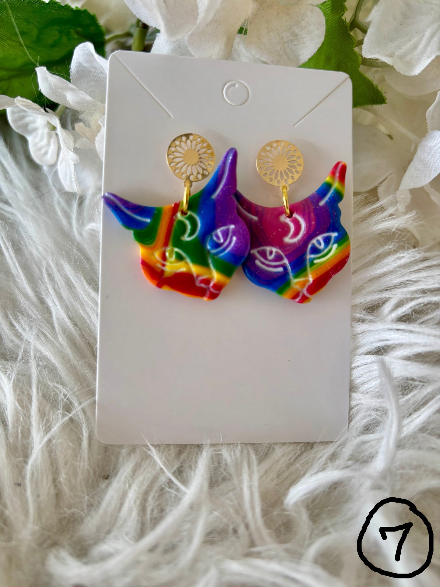 Rainbow multicolor clay earring collection set 2