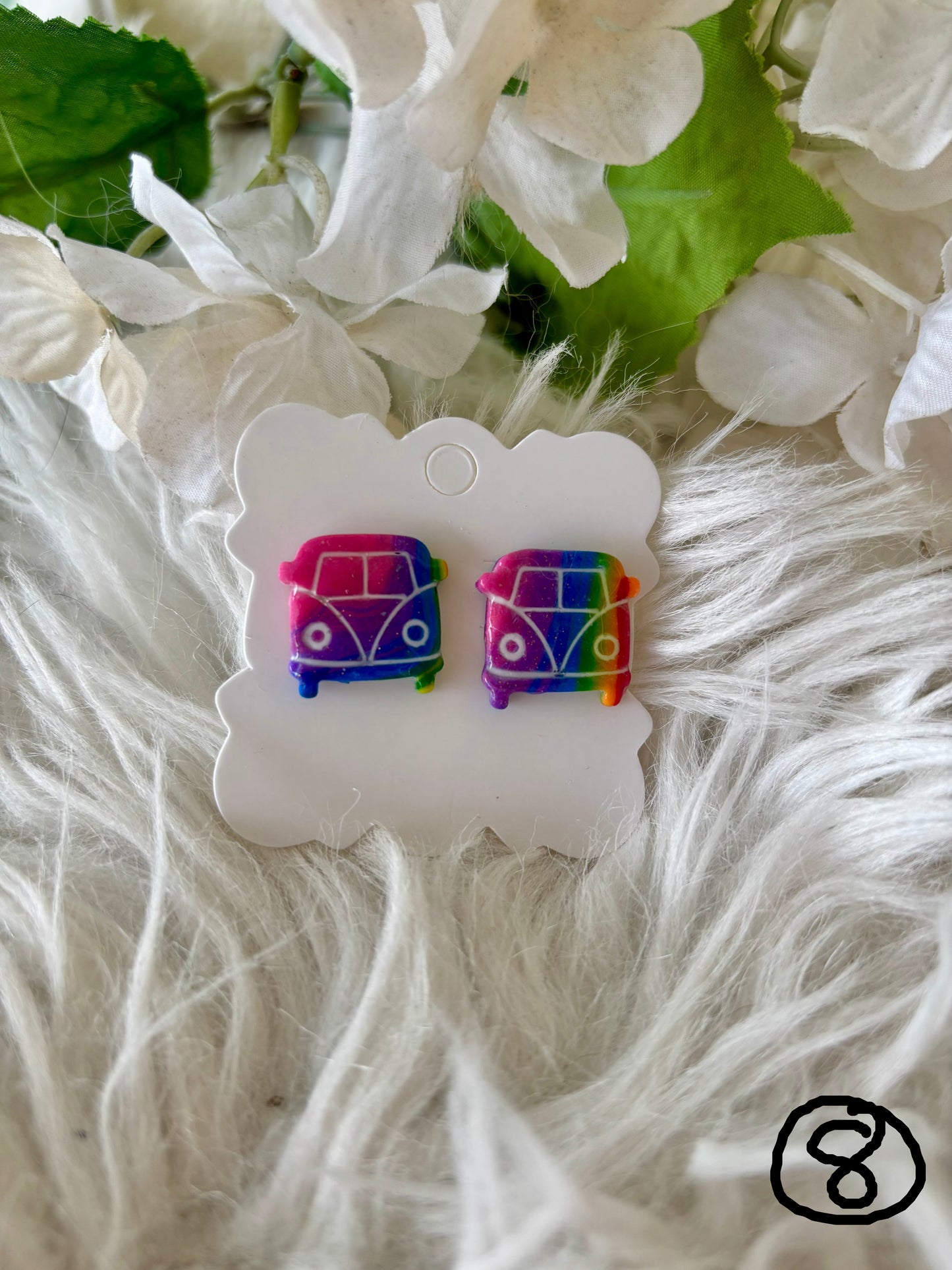 Rainbow multicolor clay earring collection set 2