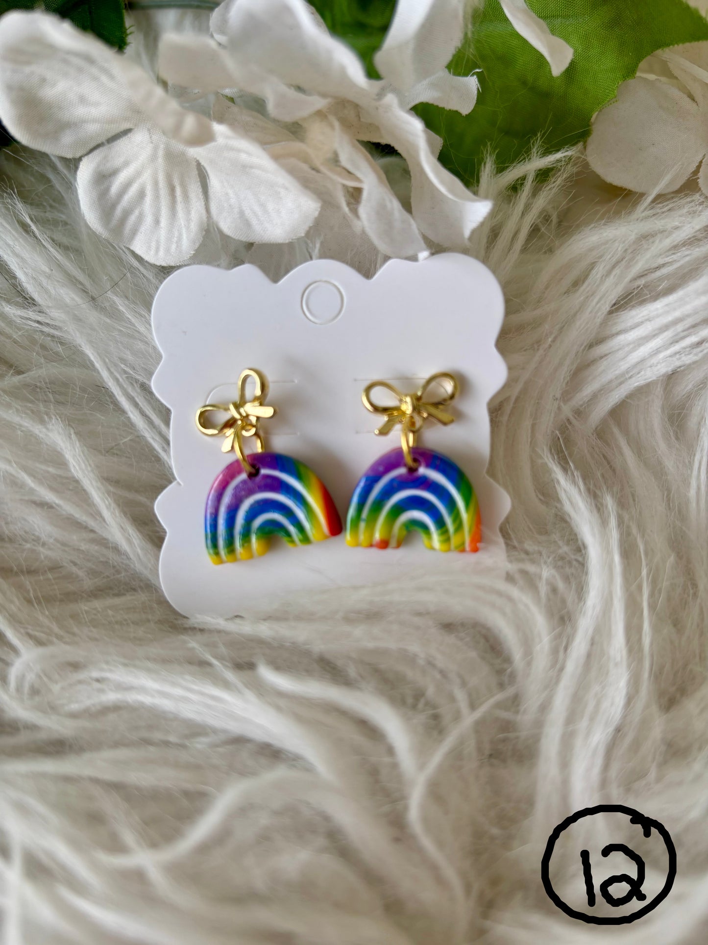 Rainbow multicolor clay earring collection set 2
