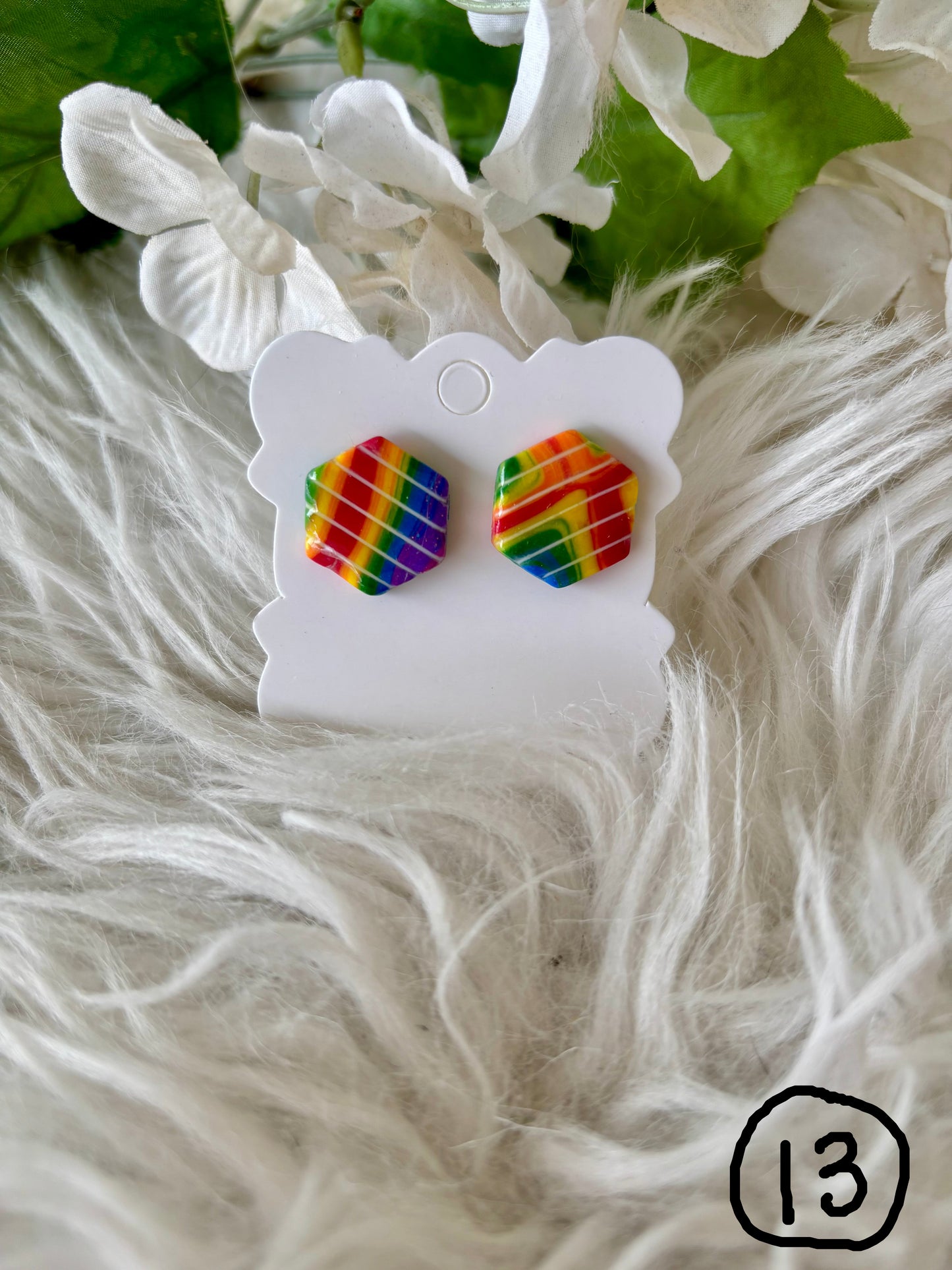 Rainbow multicolor clay earring collection set 2