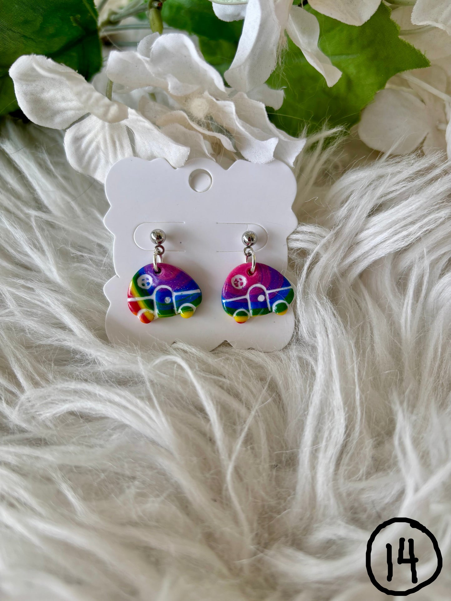 Rainbow multicolor clay earring collection set 2