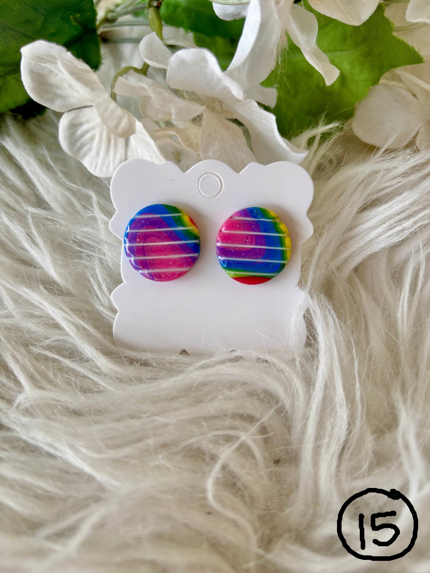 Rainbow multicolor clay earring collection set 2