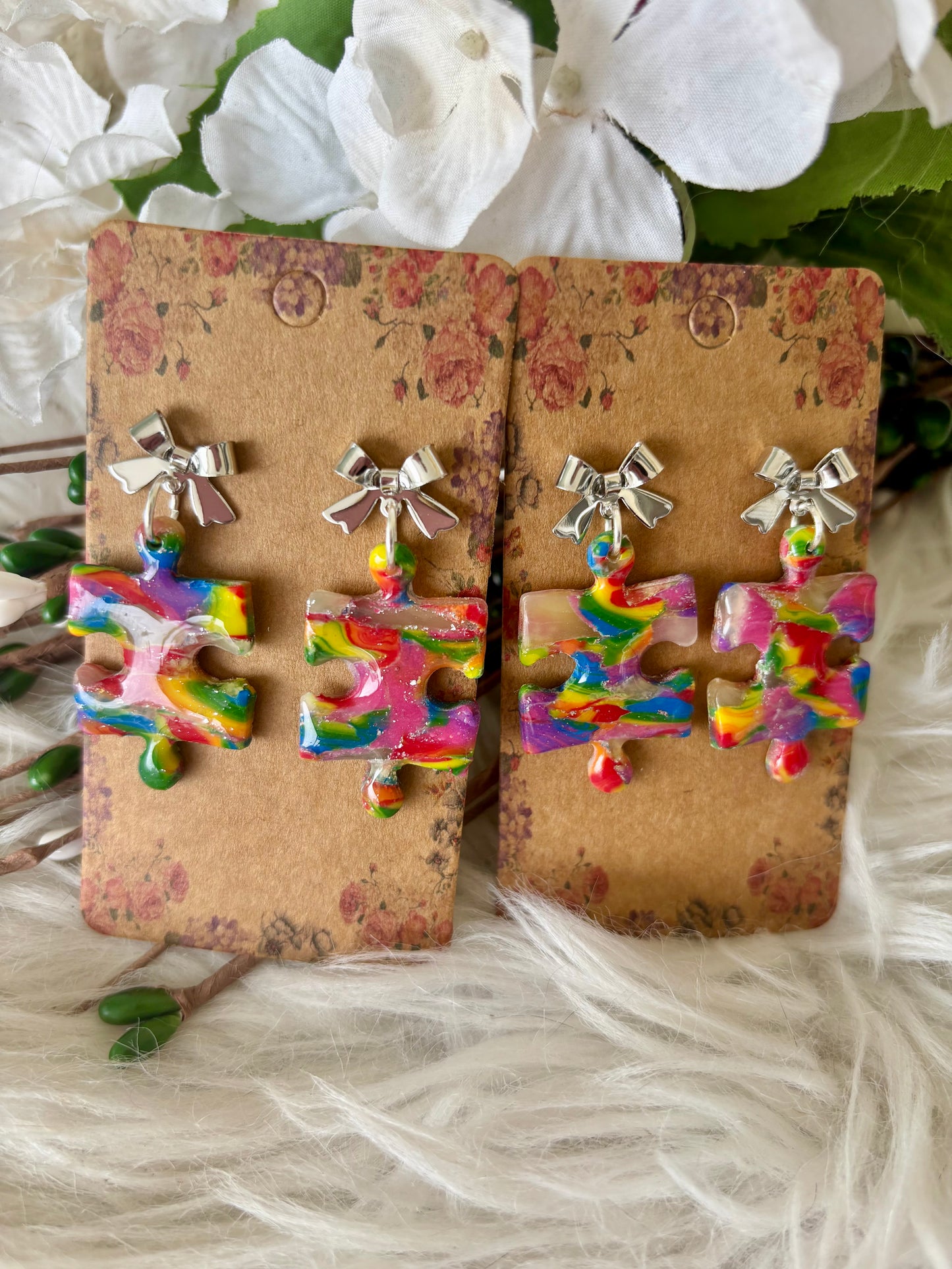 Rainbow multicolor clay earring collection set 3