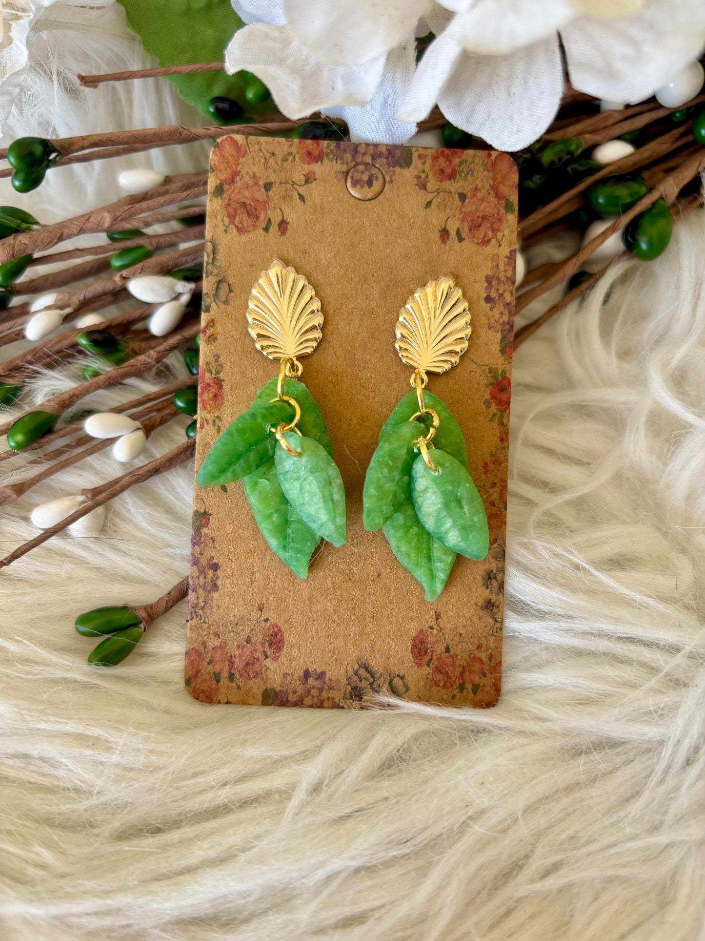 Dangle leaf Clay Earrings