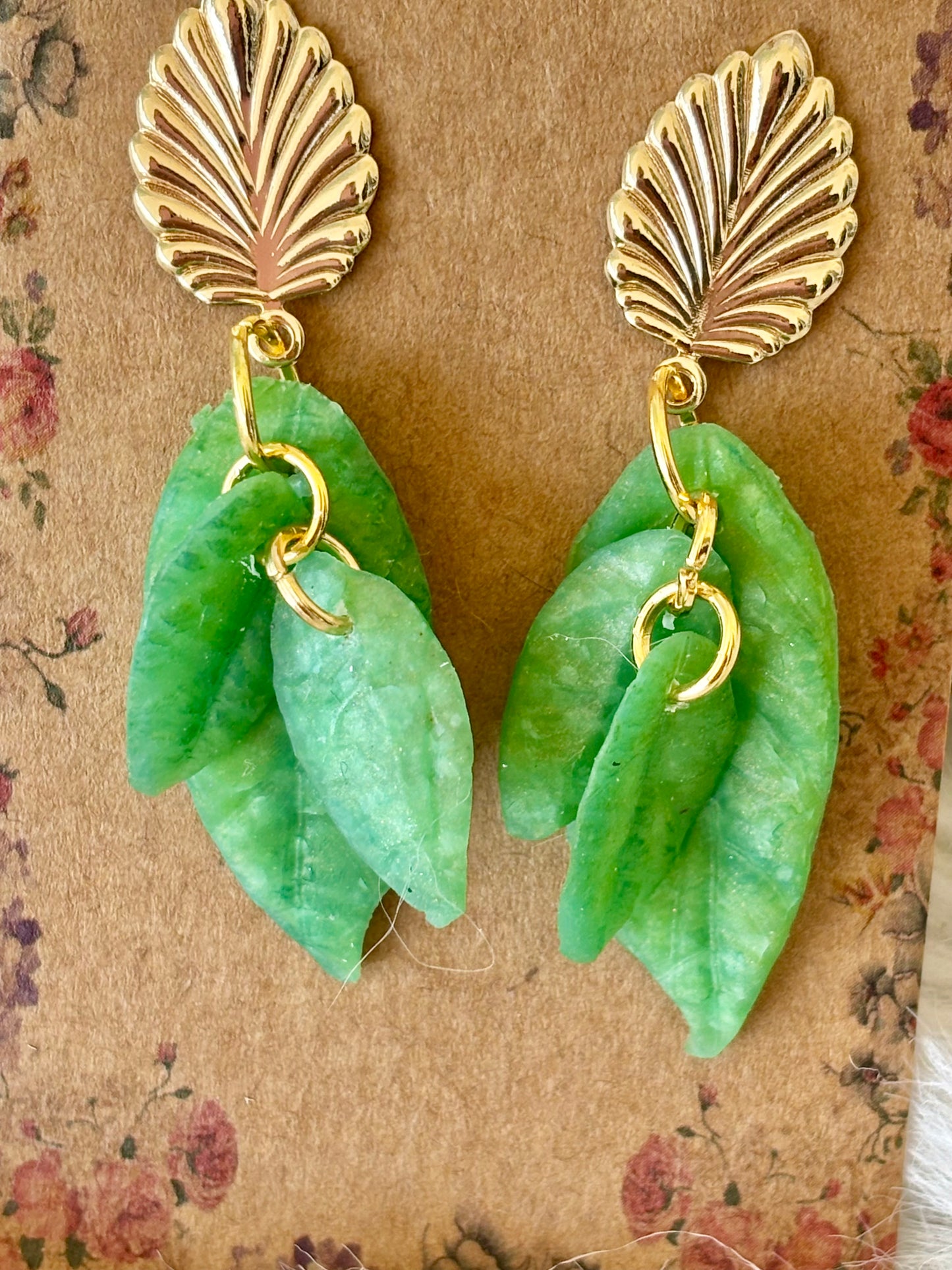 Dangle leaf Clay Earrings