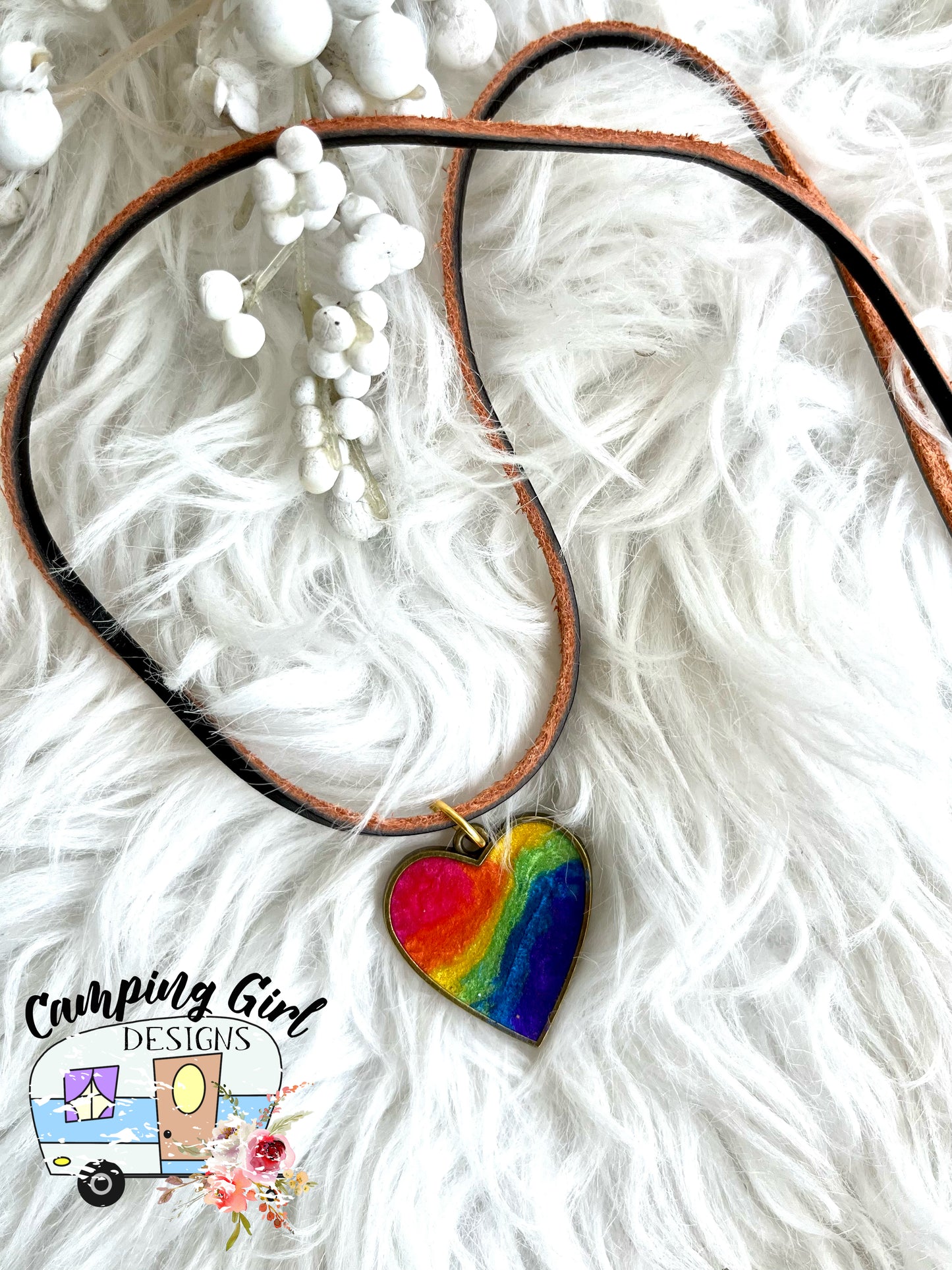 Rainbow heart necklace. Pride