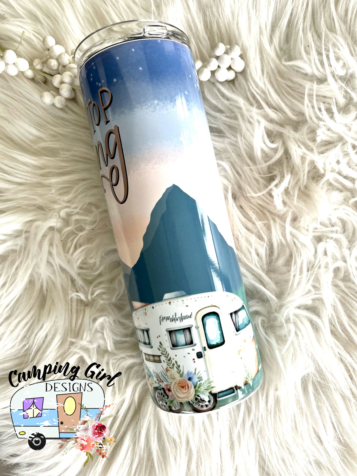 READY TO SHIP 20 oz Never Stop Exploring camping sublimation tumbler