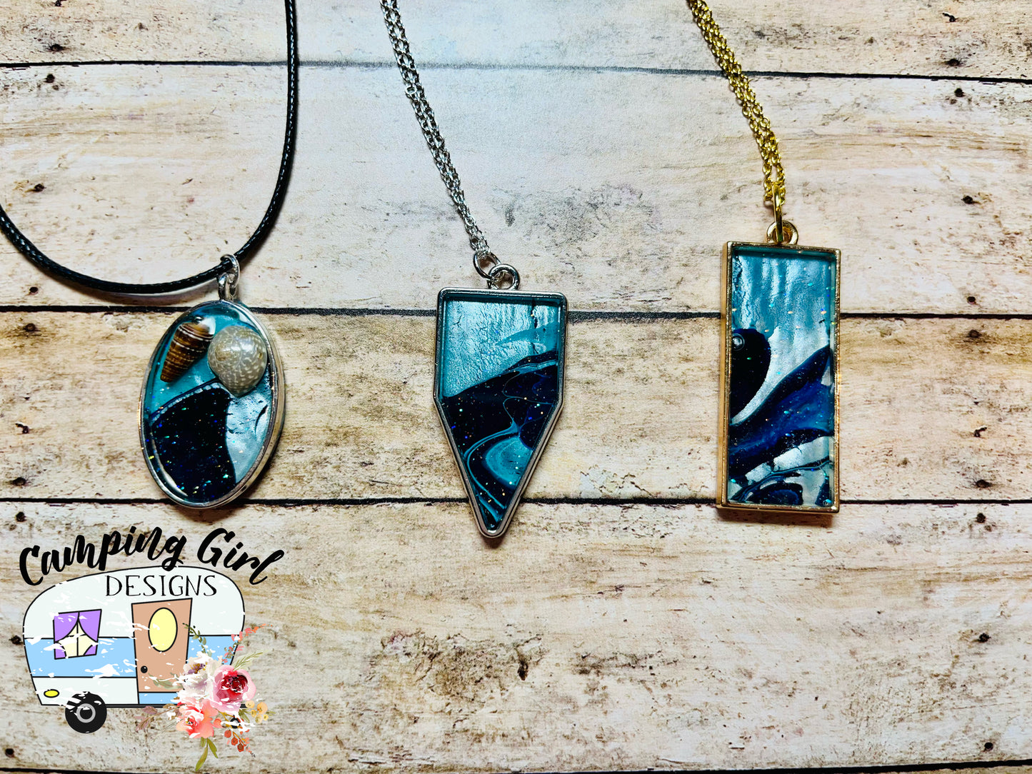 READY TO SHIP Blue swirl necklace