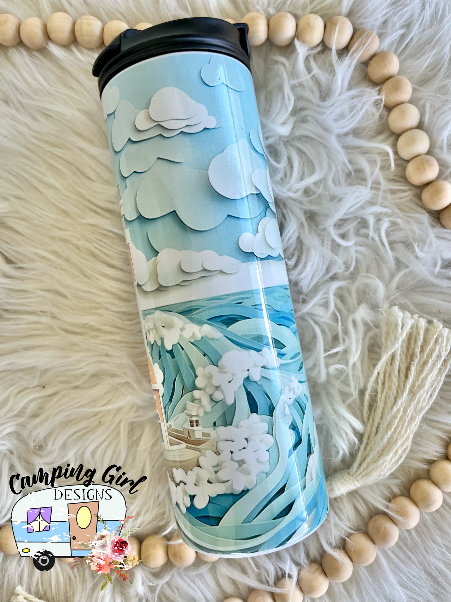 READY TO SHIP 20 oz lighthouse dual lid sublimation tumbler
