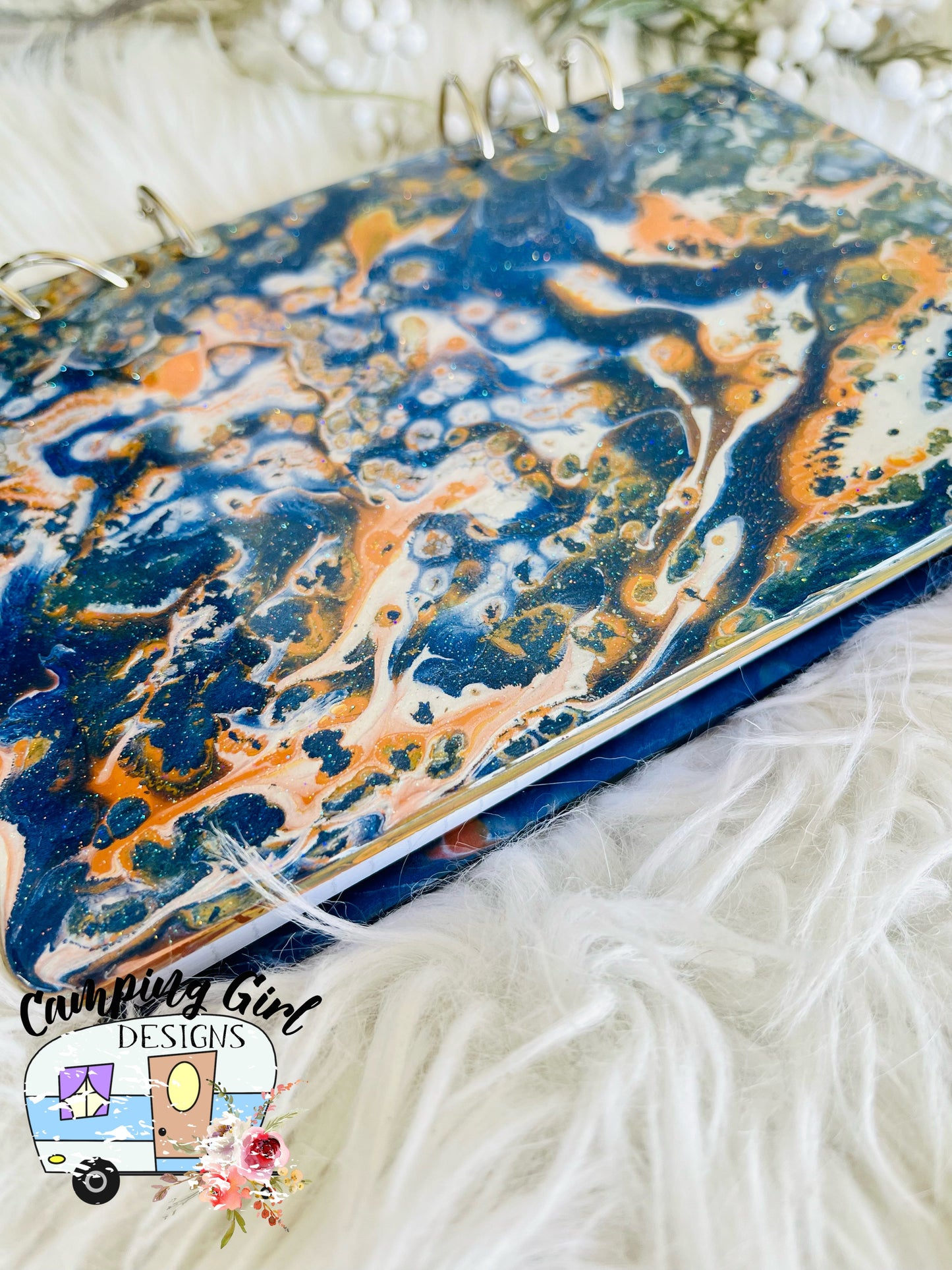 READY TO SHIP Orange, Blue and White A4 Notebook