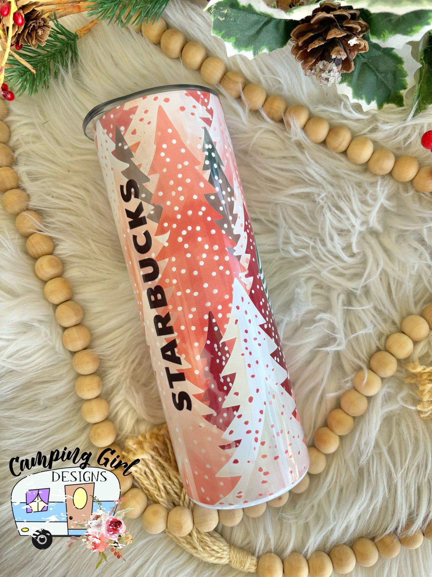 READY TO SHIP 20 oz pink Christmas coffee sublimation tumbler