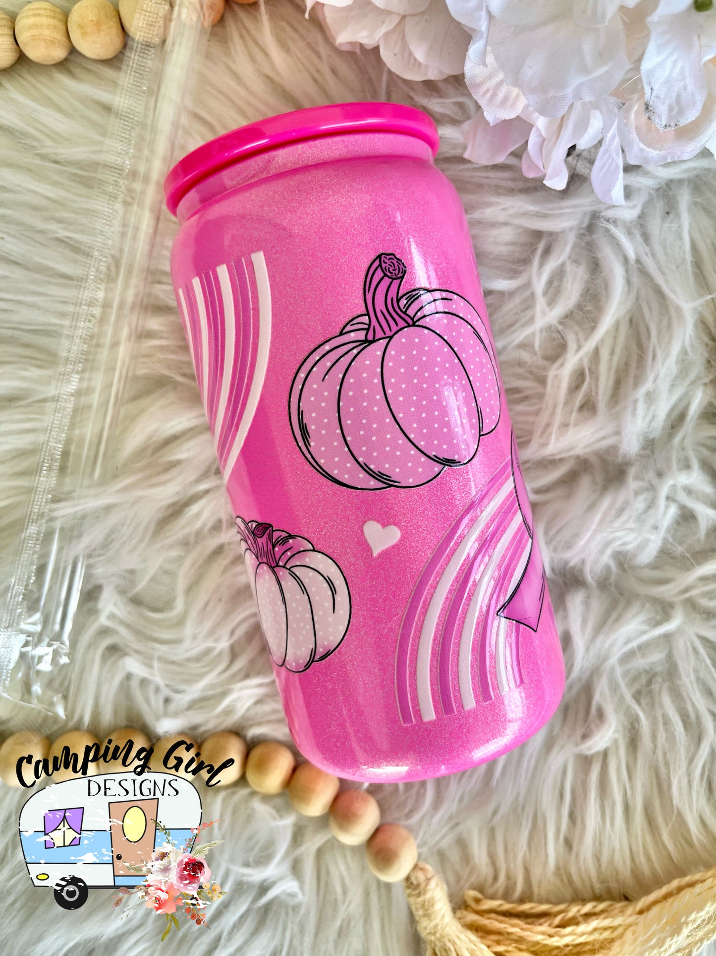 READY TO SHIP 16 oz Breast Cancer Awareness glass tumbler