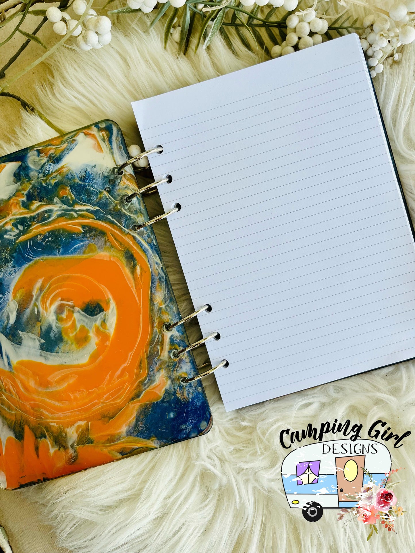 READY TO SHIP Orange, Blue and White A4 Notebook