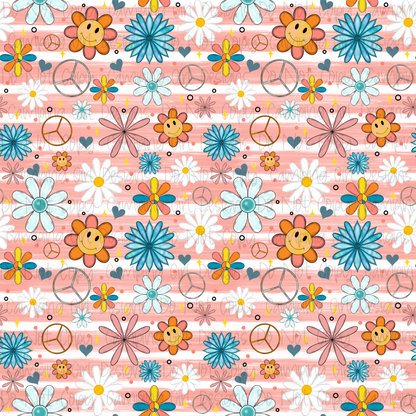 Don’t worry smiley peace retro stripes 12x12 seamless PNG image