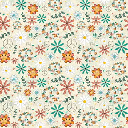Hippie soul smiley peace 12x12 seamless PNG image