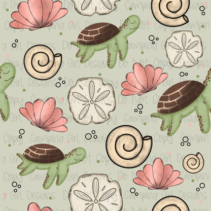 Go with the flow turtle 12x12 seamless PNG image