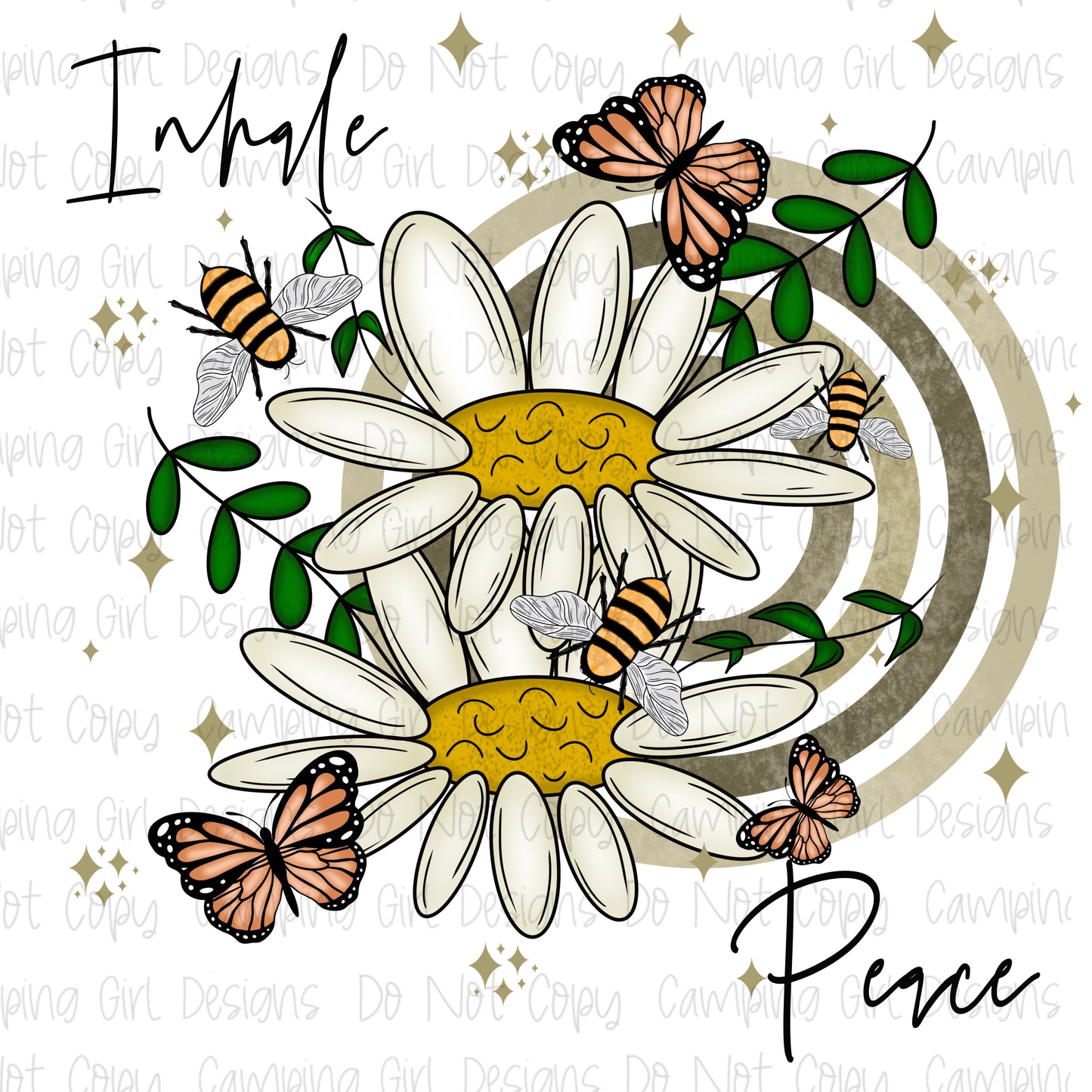 Inhale Peace Floral PNG image